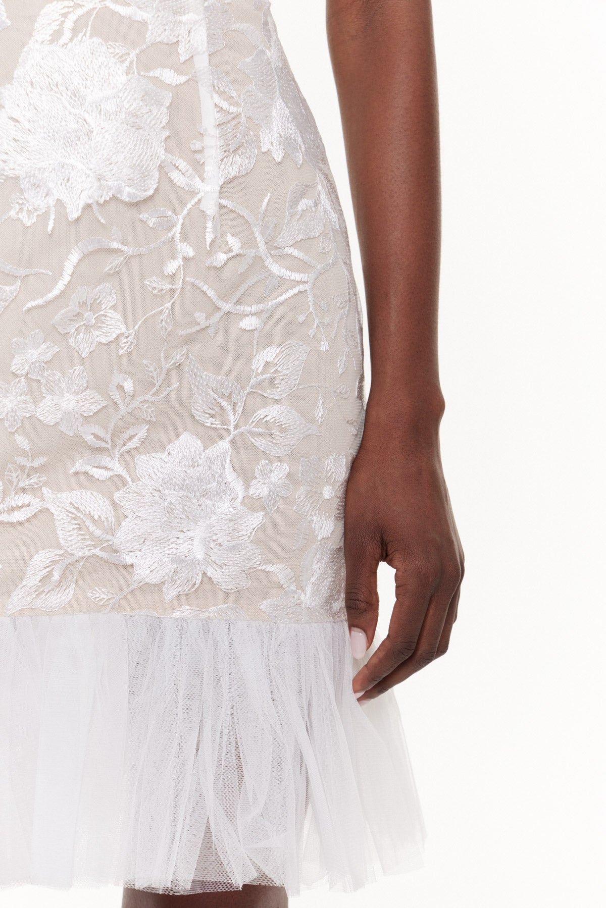 Darijo Lace Floral Ruffle Mini Dress