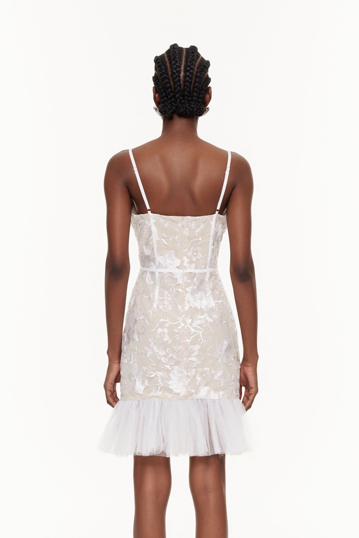 Darijo Lace Floral Ruffle Mini Dress