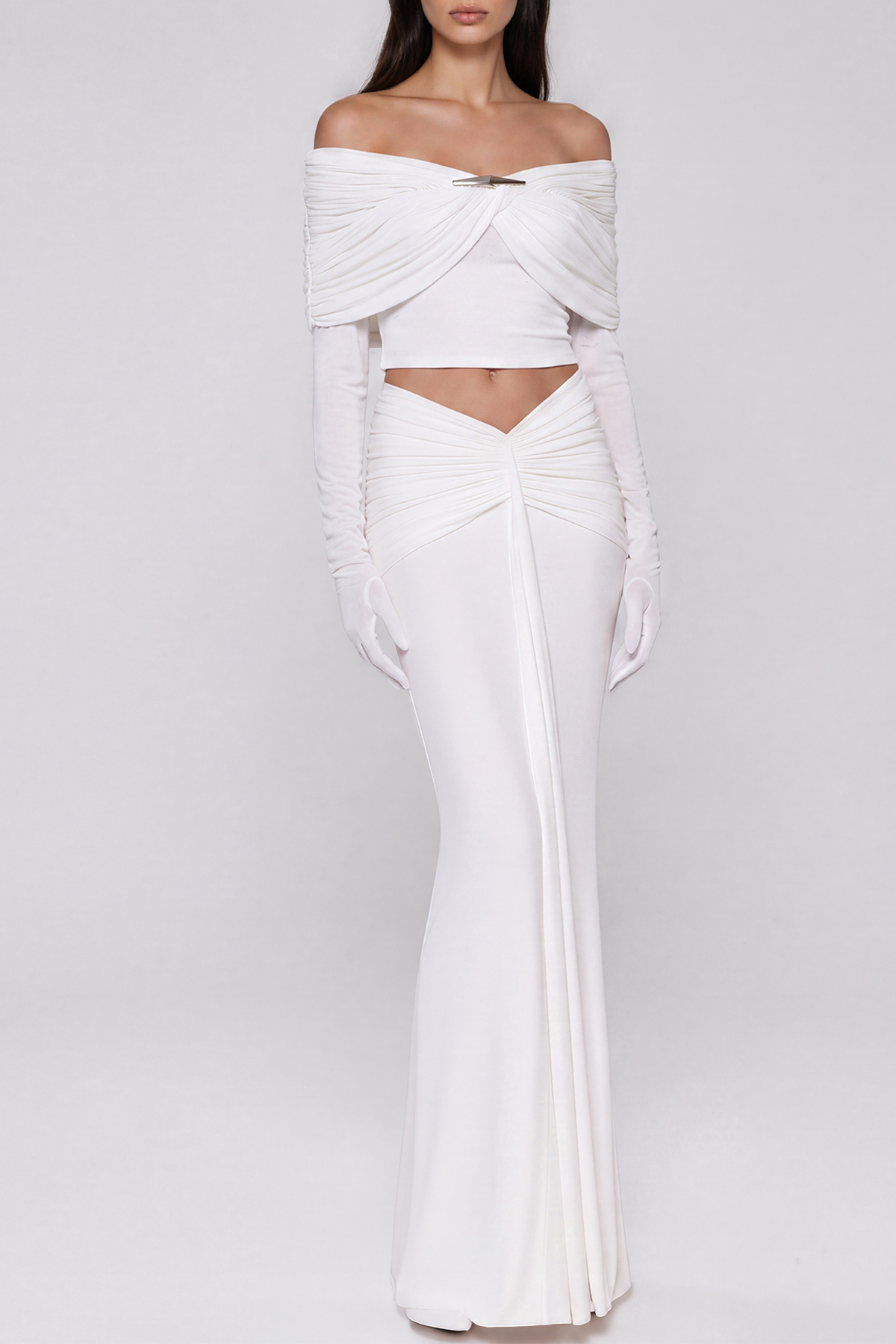 Darijus Crop Ruch Skirt Set