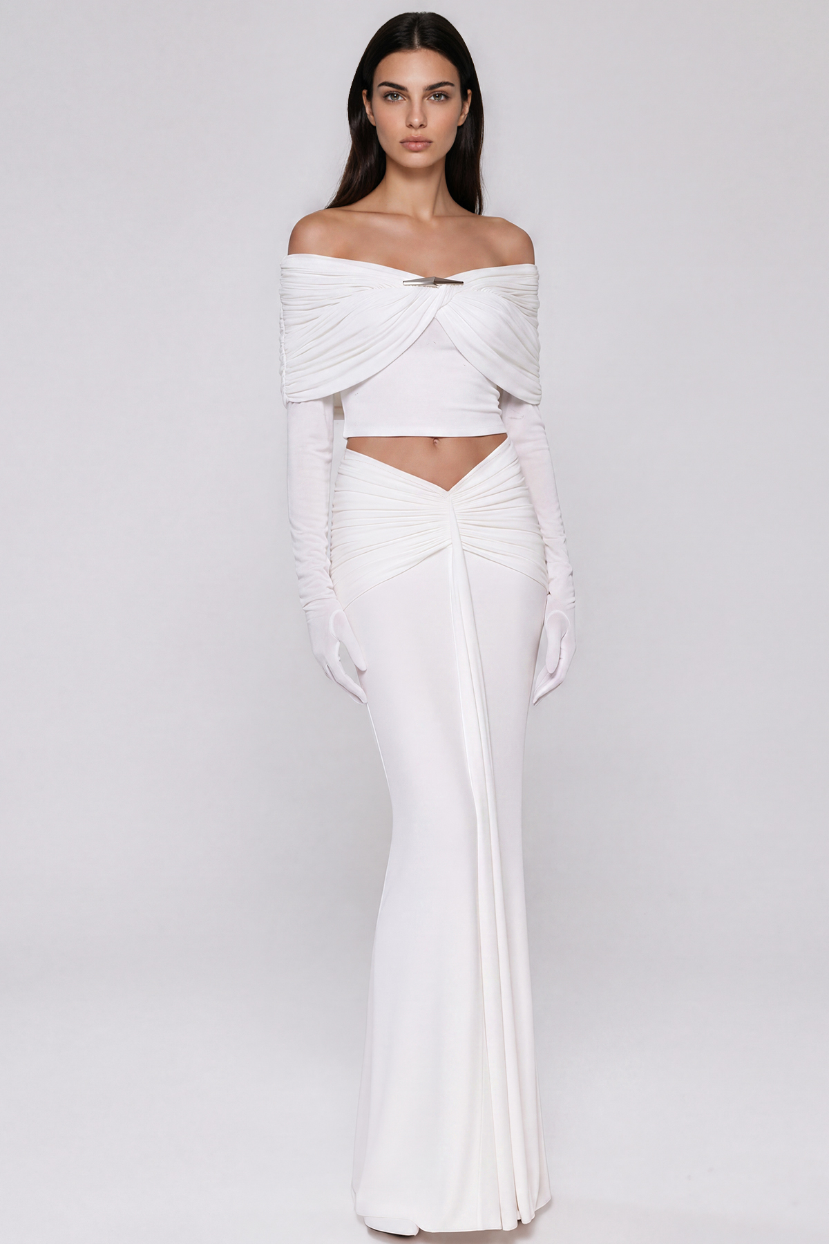 Darijus Crop Ruch Skirt Set