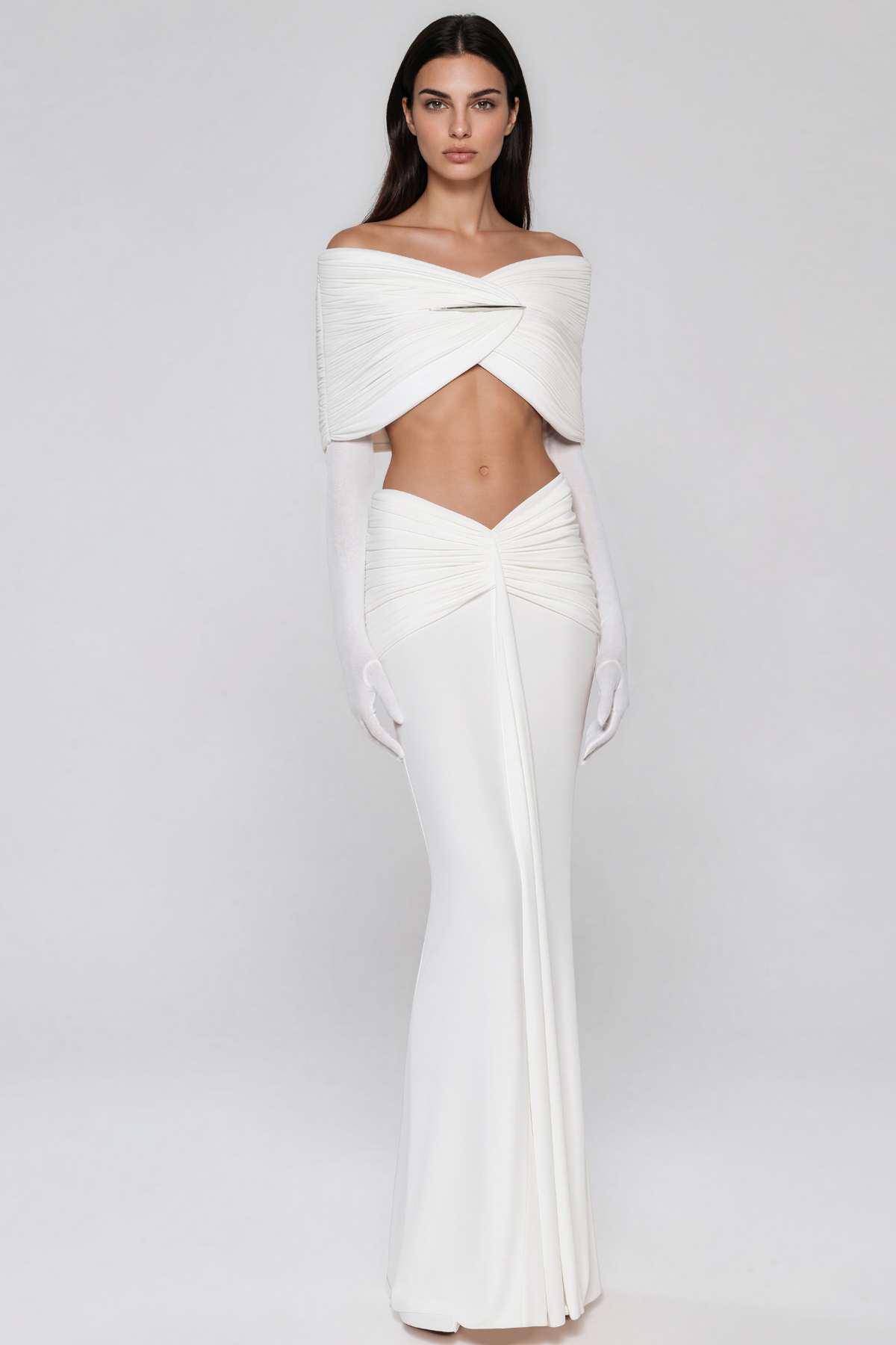Darijus Crop Ruch Skirt Set
