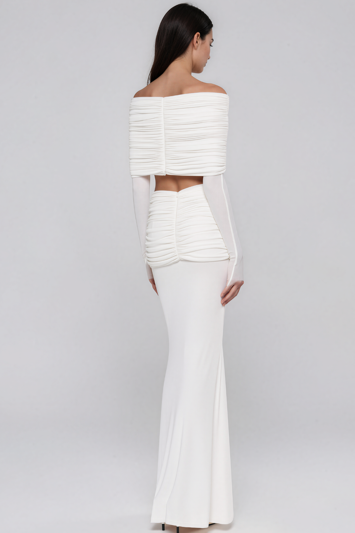 Darijus Crop Ruch Skirt Set