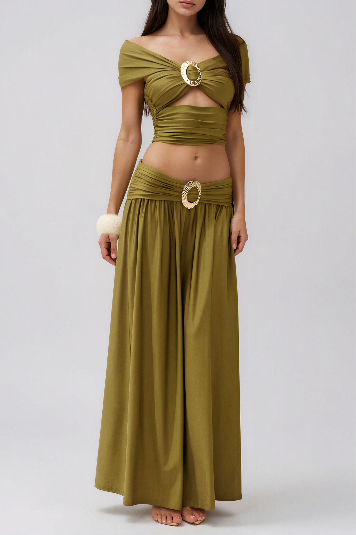 Darijus Off Shoulder Cutout Skirt Set