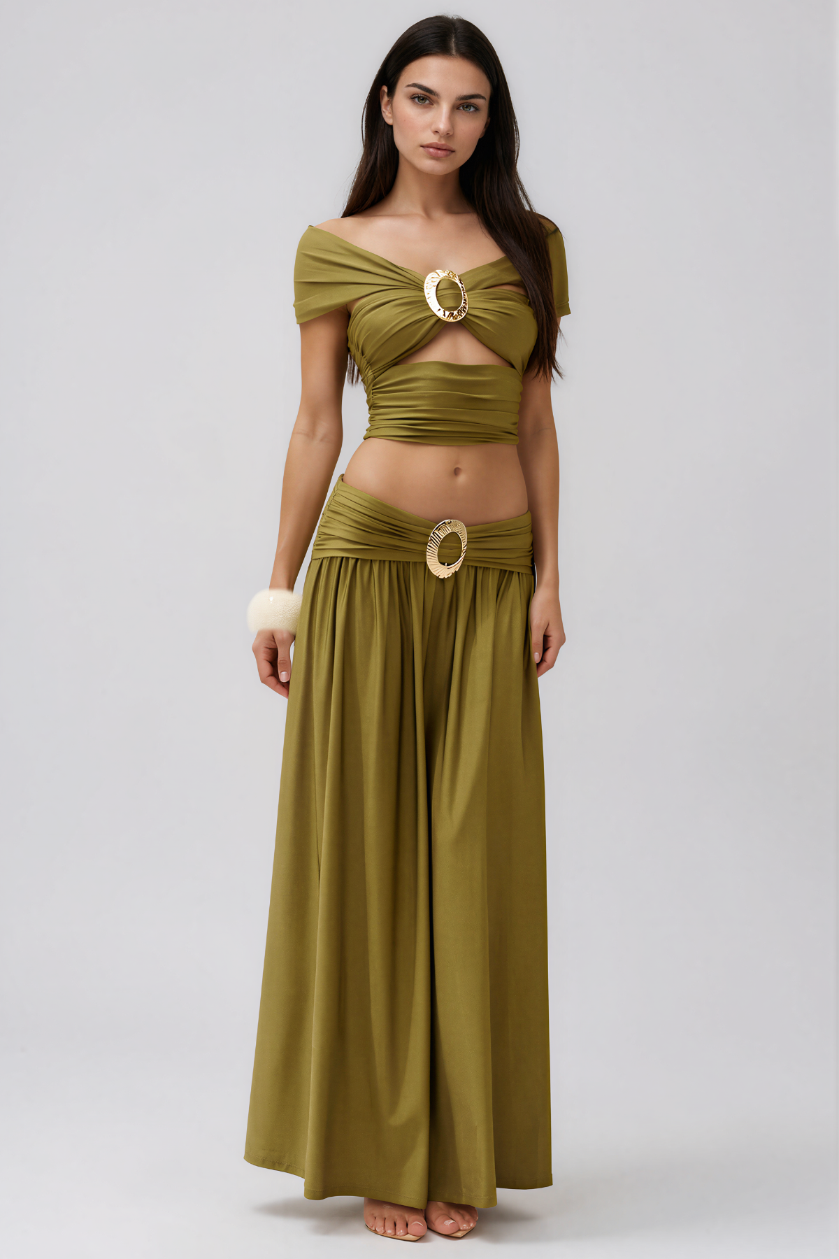 Darijus Off Shoulder Cutout Skirt Set