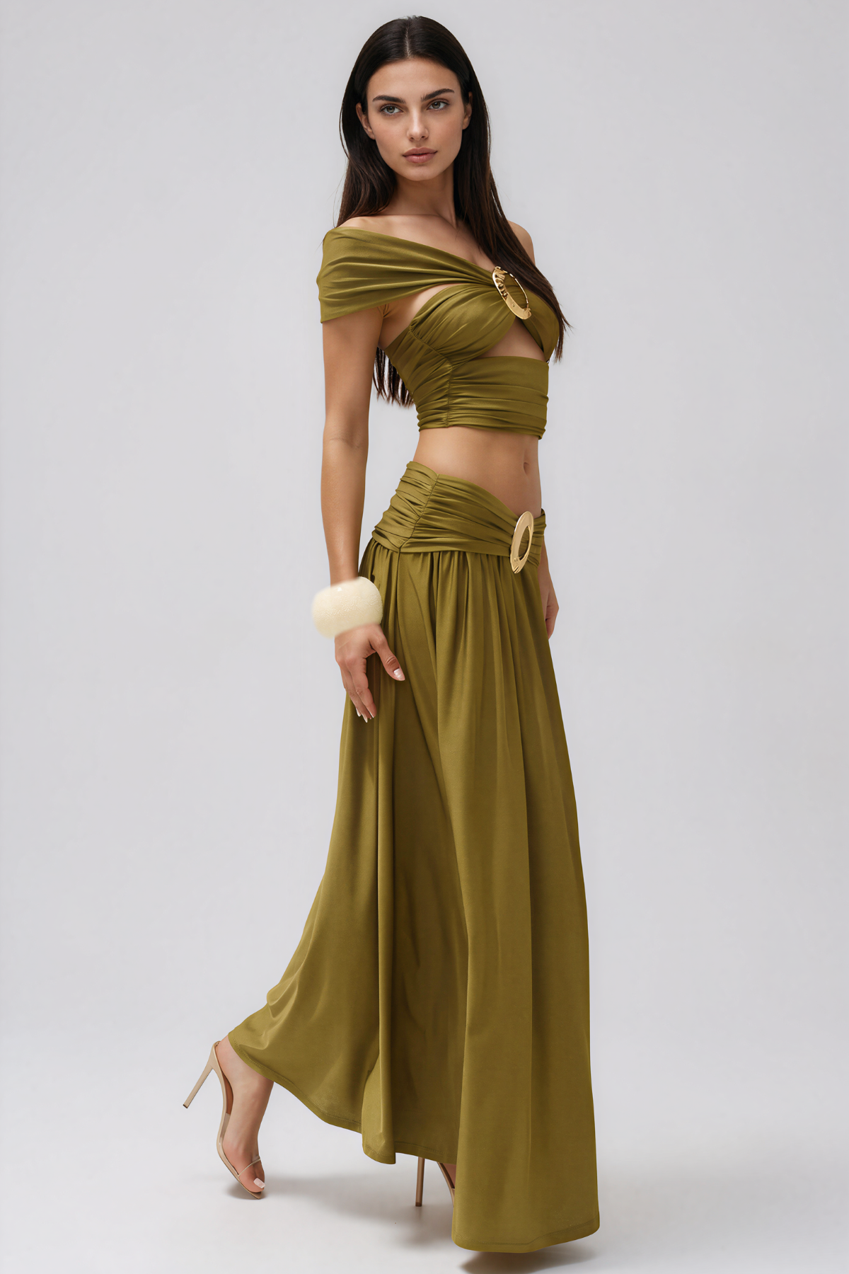 Darijus Off Shoulder Cutout Skirt Set
