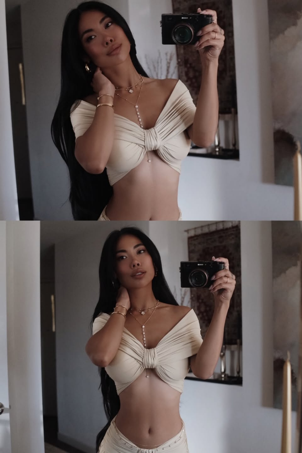 Darijus Off Shoulder Ruch Skirt Set