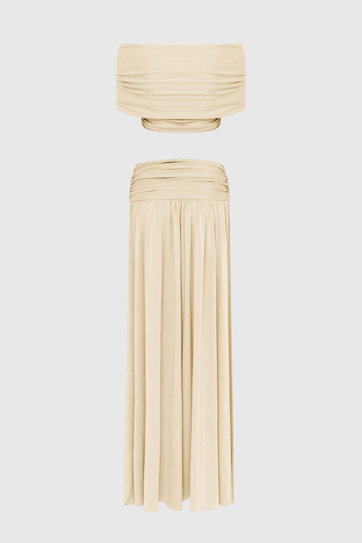 Darijus Off Shoulder Ruch Skirt Set