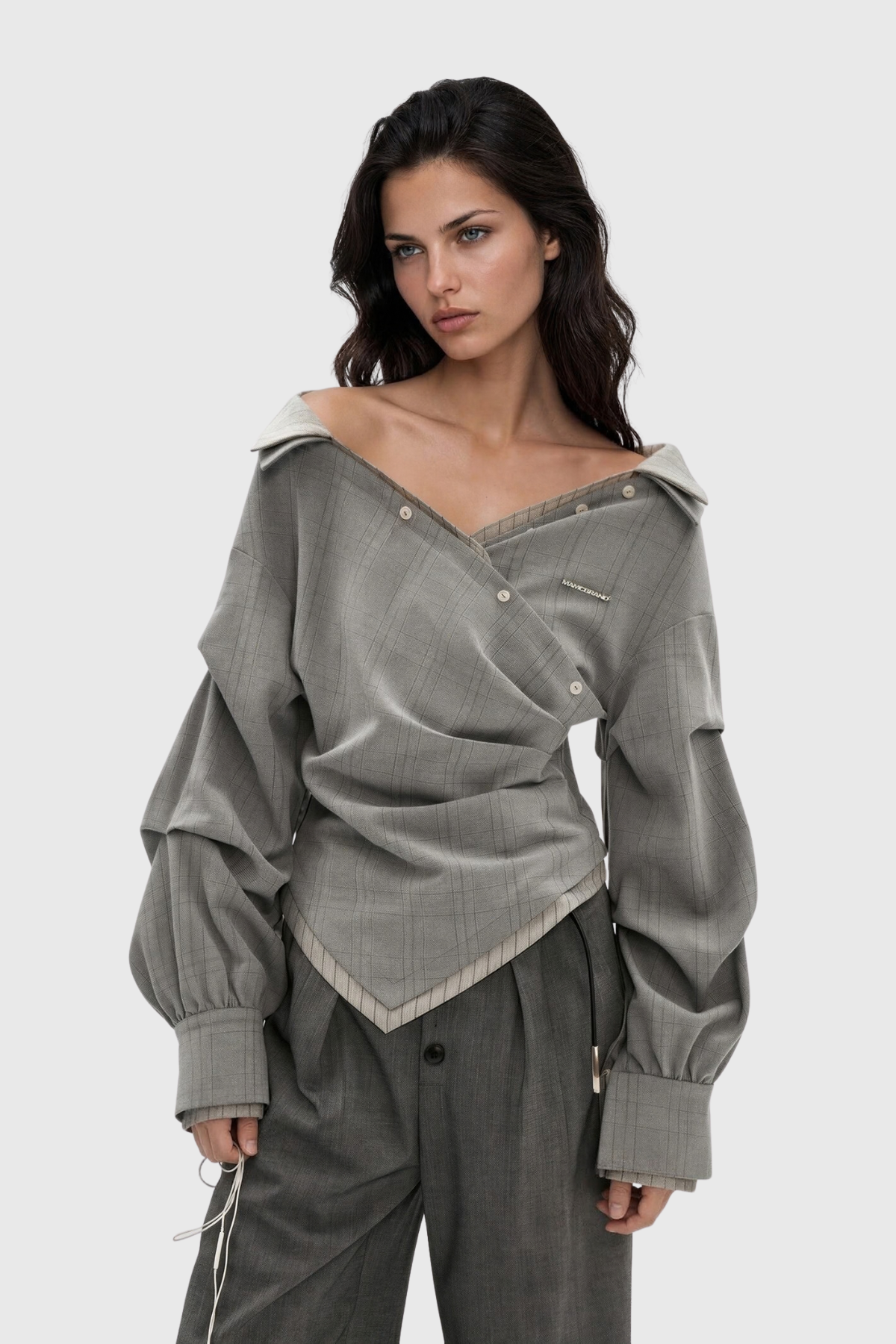 Darko Off Shoulder Grid Top