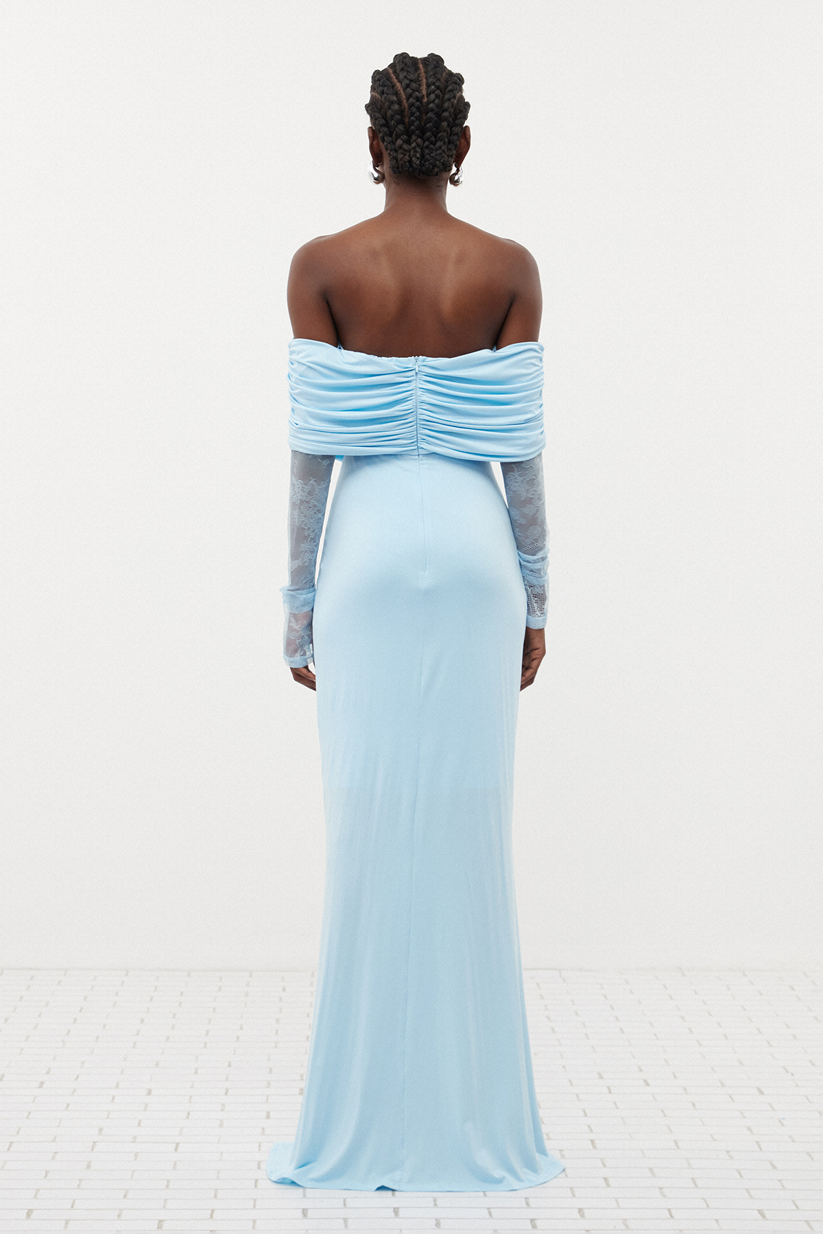 Darlene Off Shoulder Lace Ruch Maxi Dress