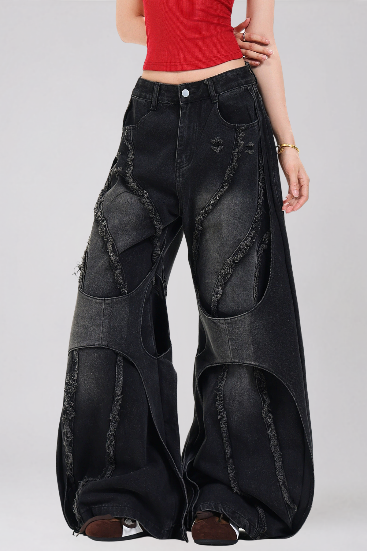 Daryl Bleached Fringe Baggy Jeans