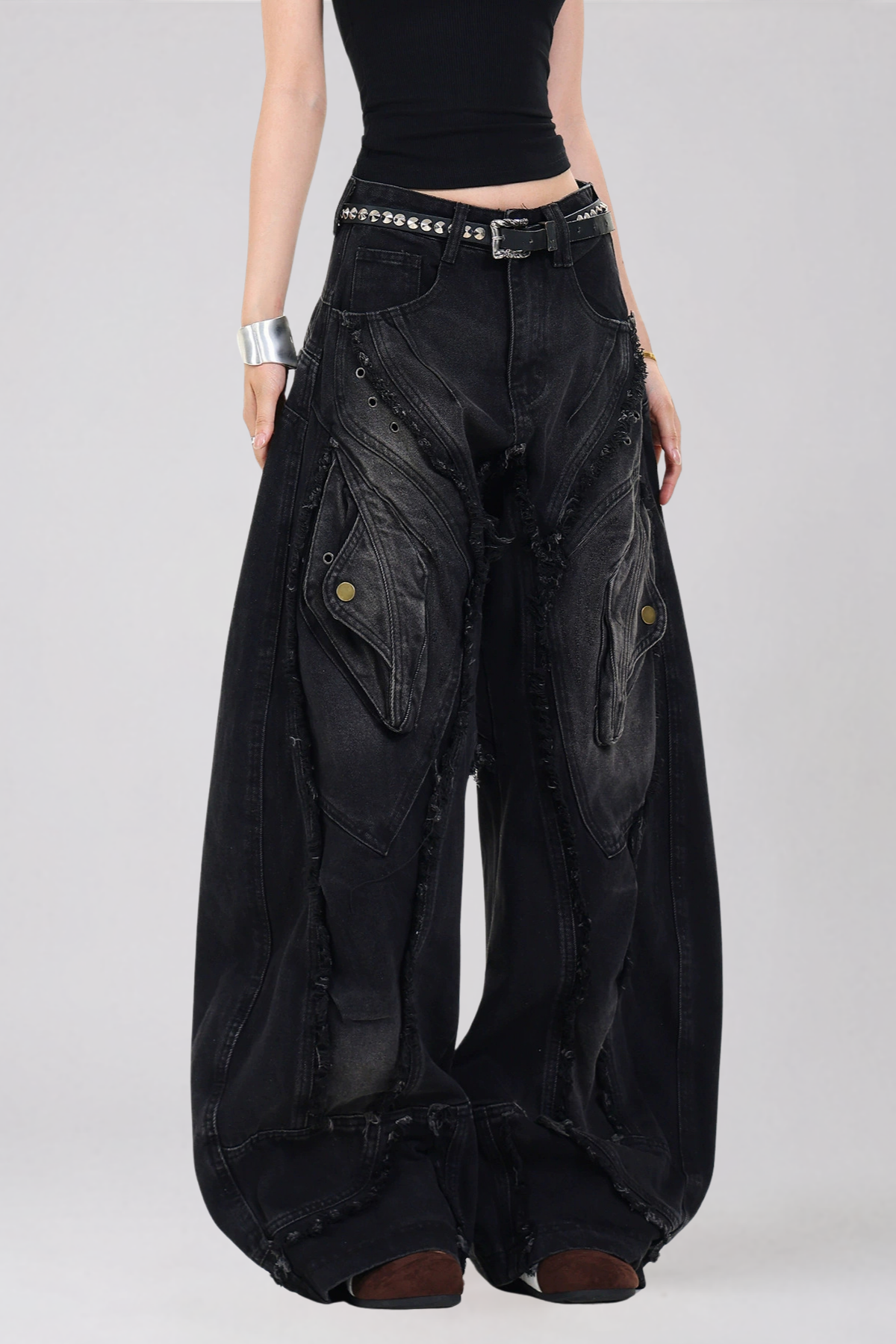 Daryl Fringe Baggy Jeans