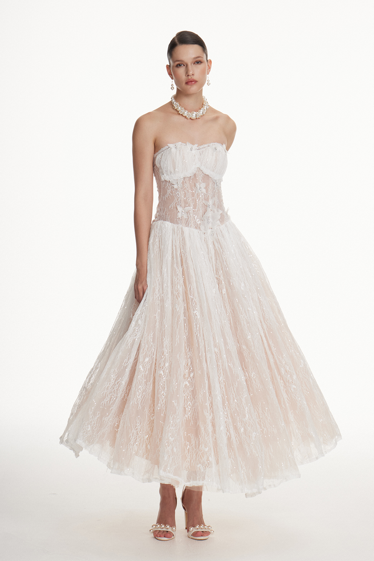 Dash Strapless Butterfly Lace Maxi Dress