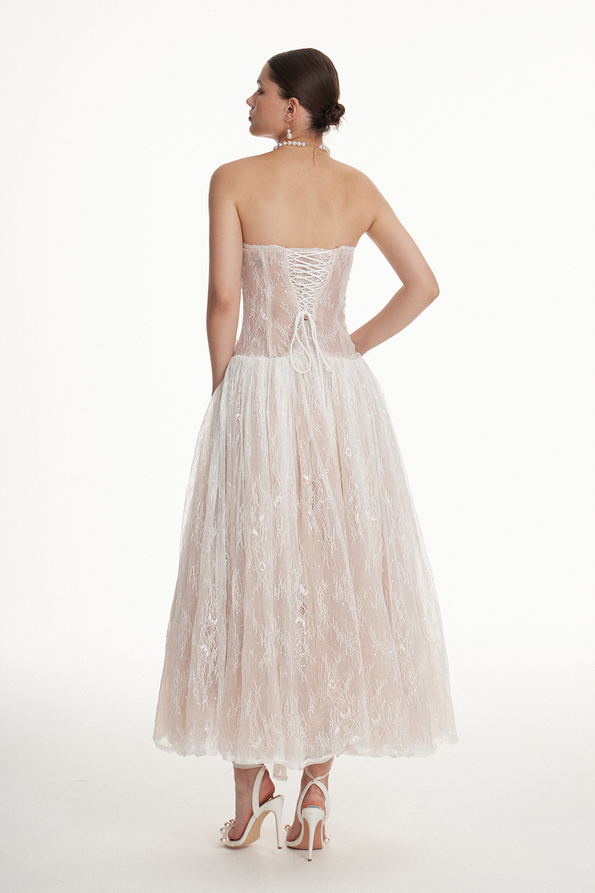 Dash Strapless Butterfly Lace Maxi Dress