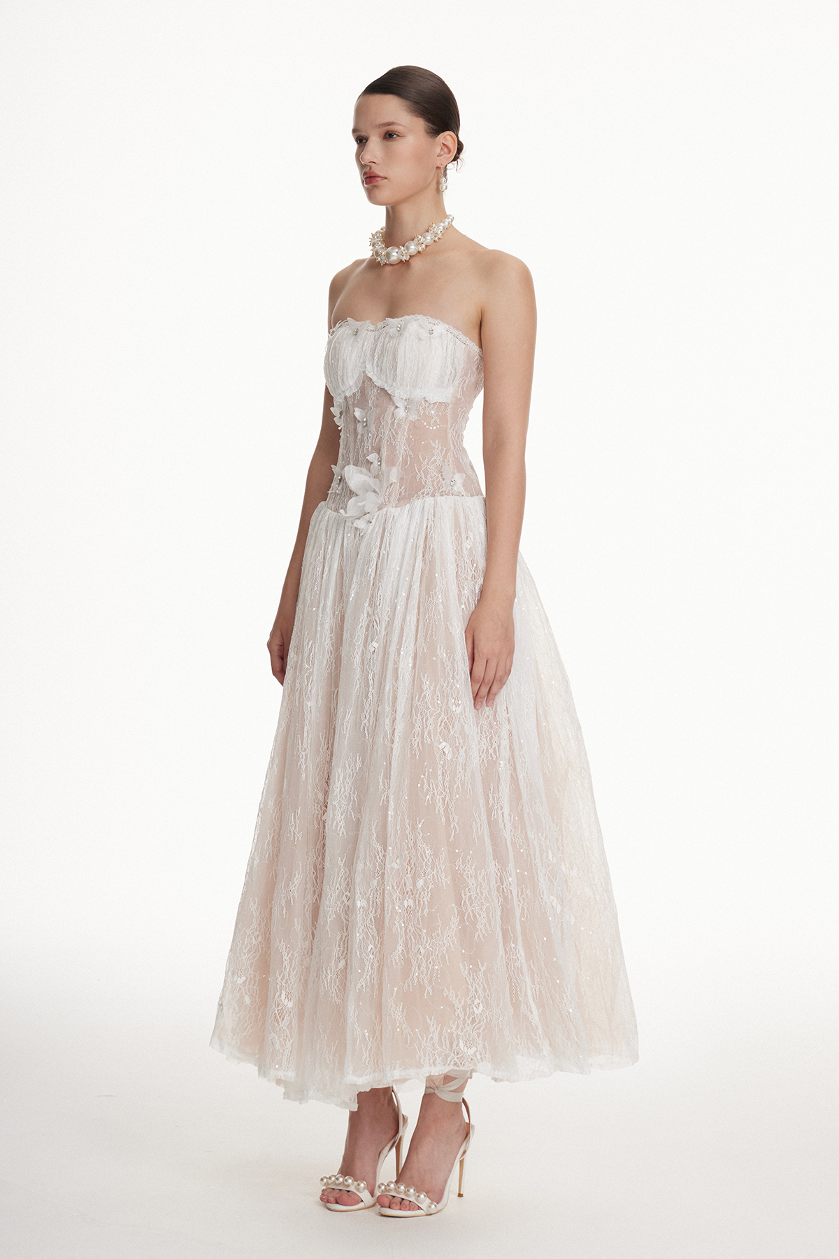 Dash Strapless Butterfly Lace Maxi Dress