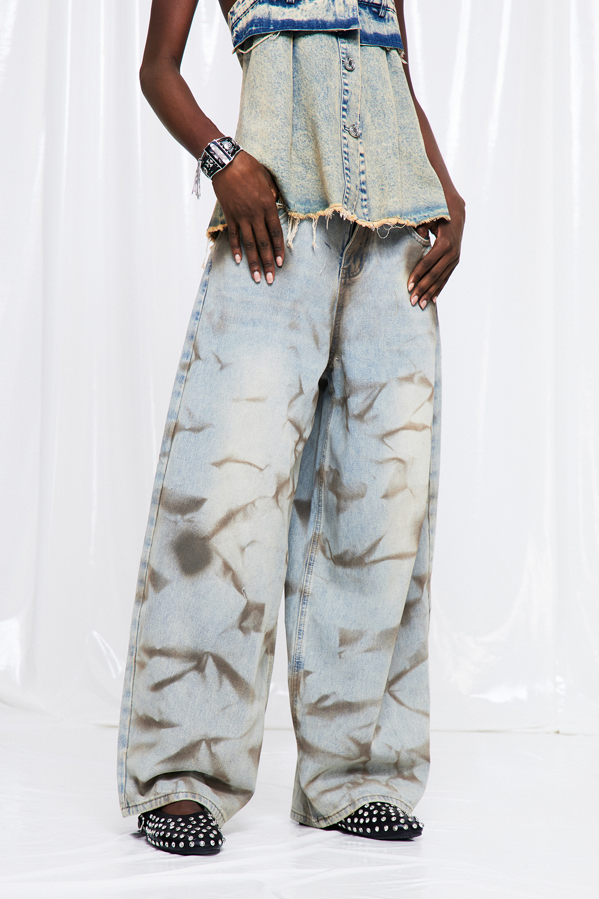 Dat Tie Dye Print Barrel Jeans