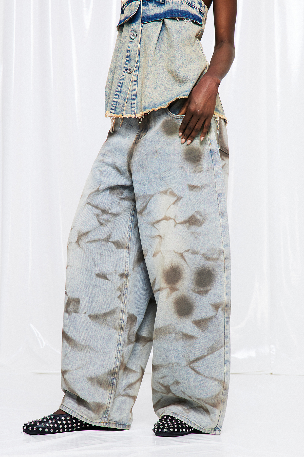 Dat Tie Dye Print Barrel Jeans