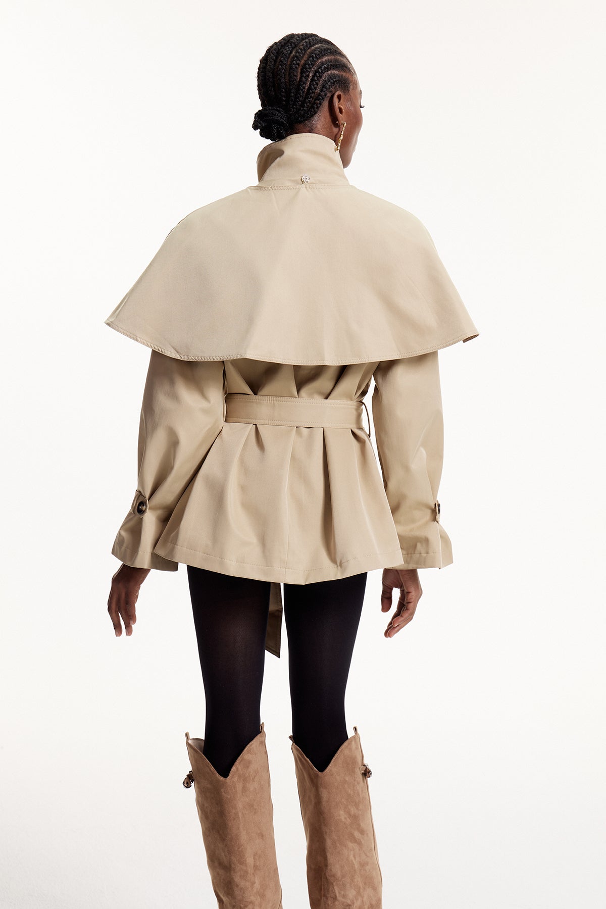 Davide Shawl Trench Coat In Khaki