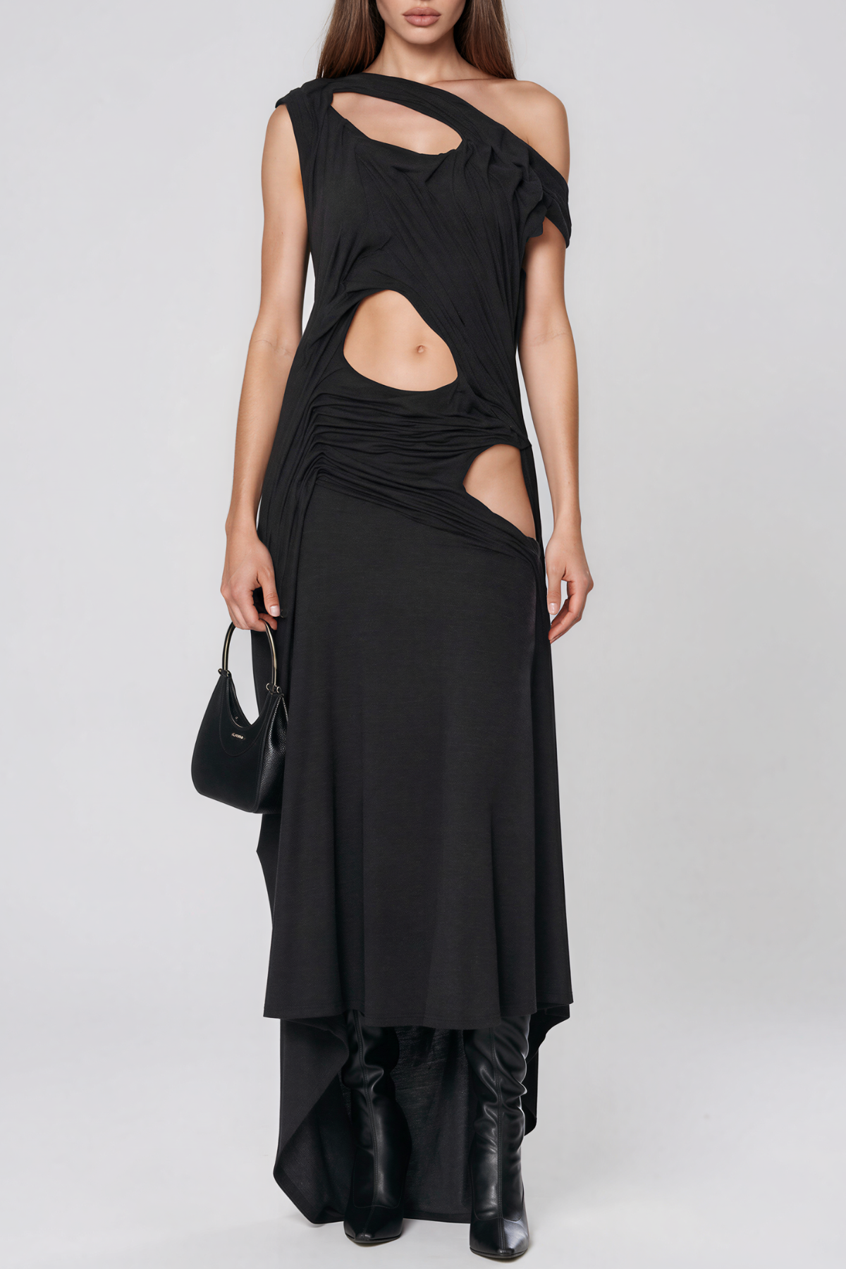 Davion One Shoulder Cutout Ruch Maxi Dress
