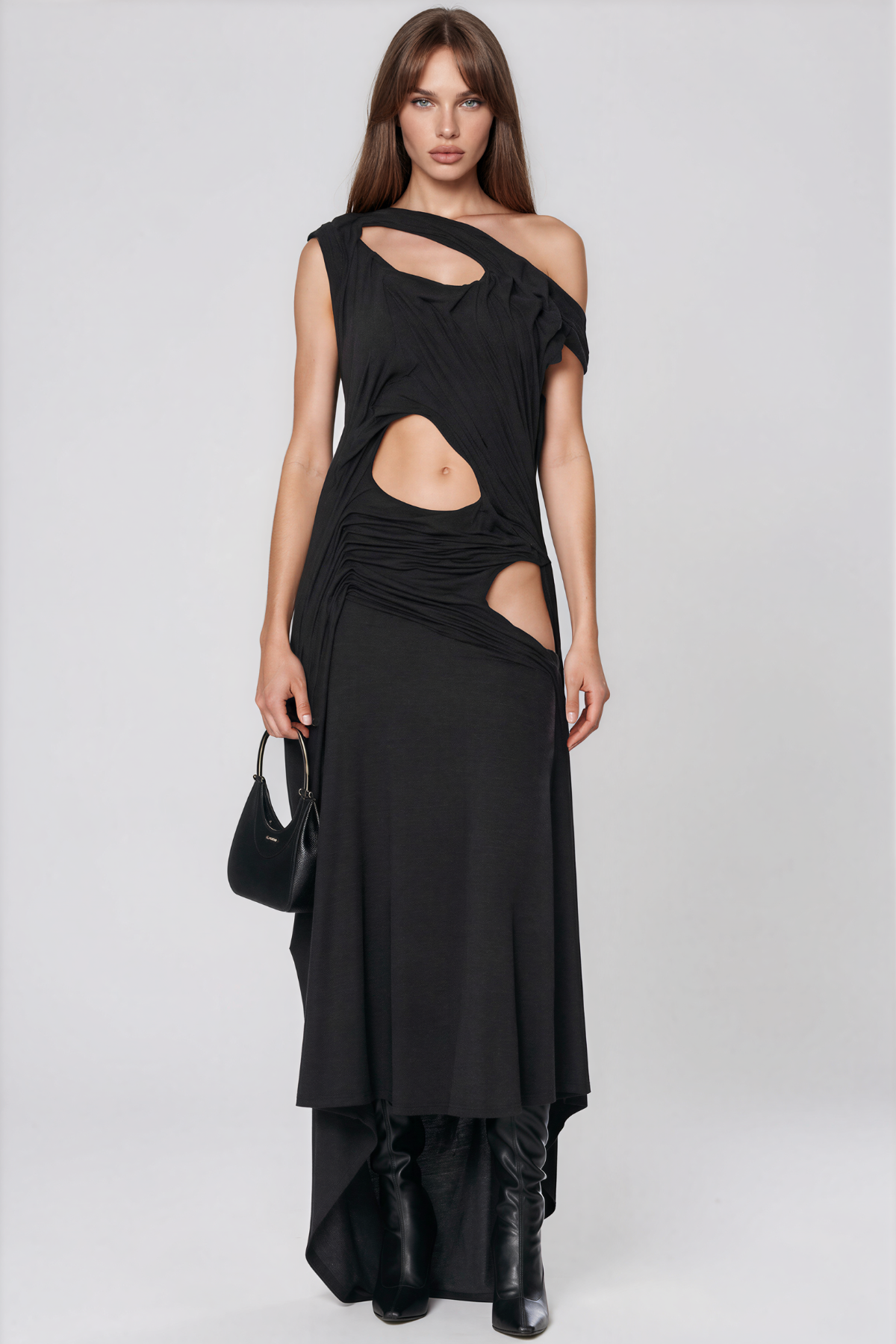Davion One Shoulder Cutout Ruch Maxi Dress