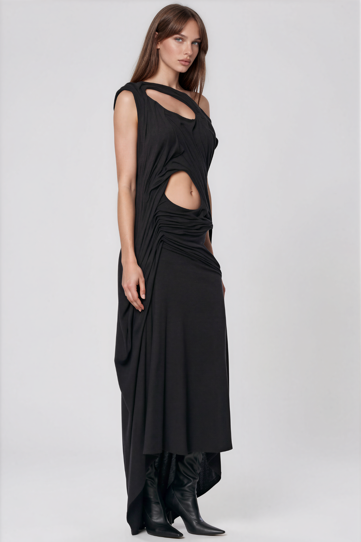 Davion One Shoulder Cutout Ruch Maxi Dress