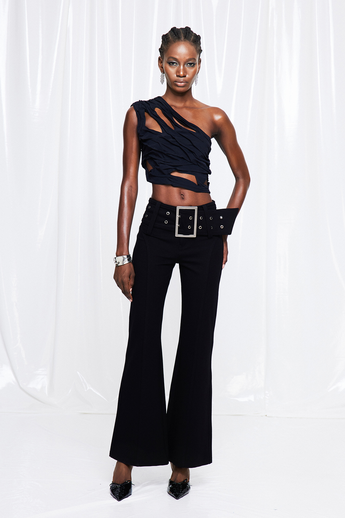 Davion One Shoulder Ruch Asymmetric Top