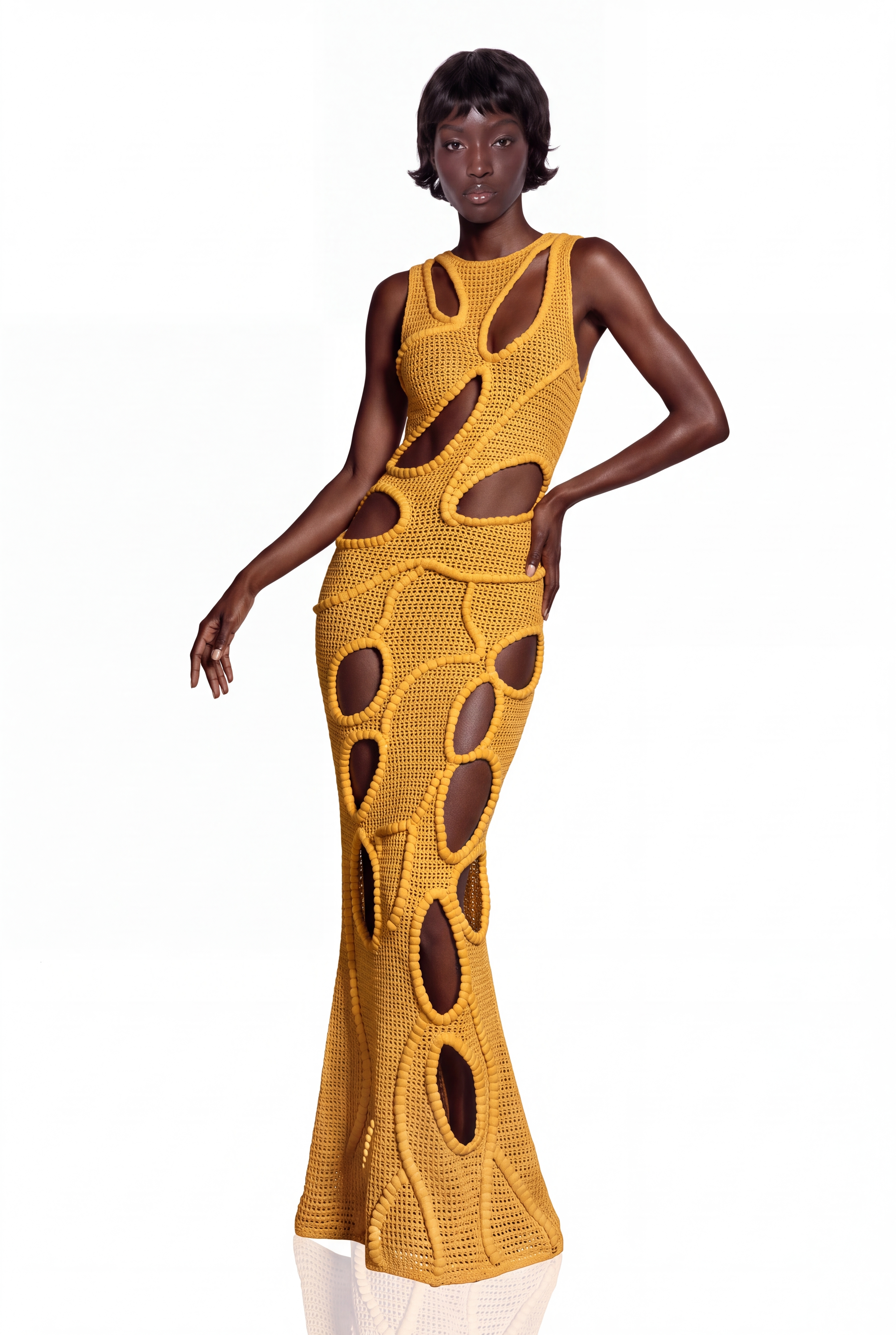 Davion Sleeveless Cutout Maxi Dress In Yellow