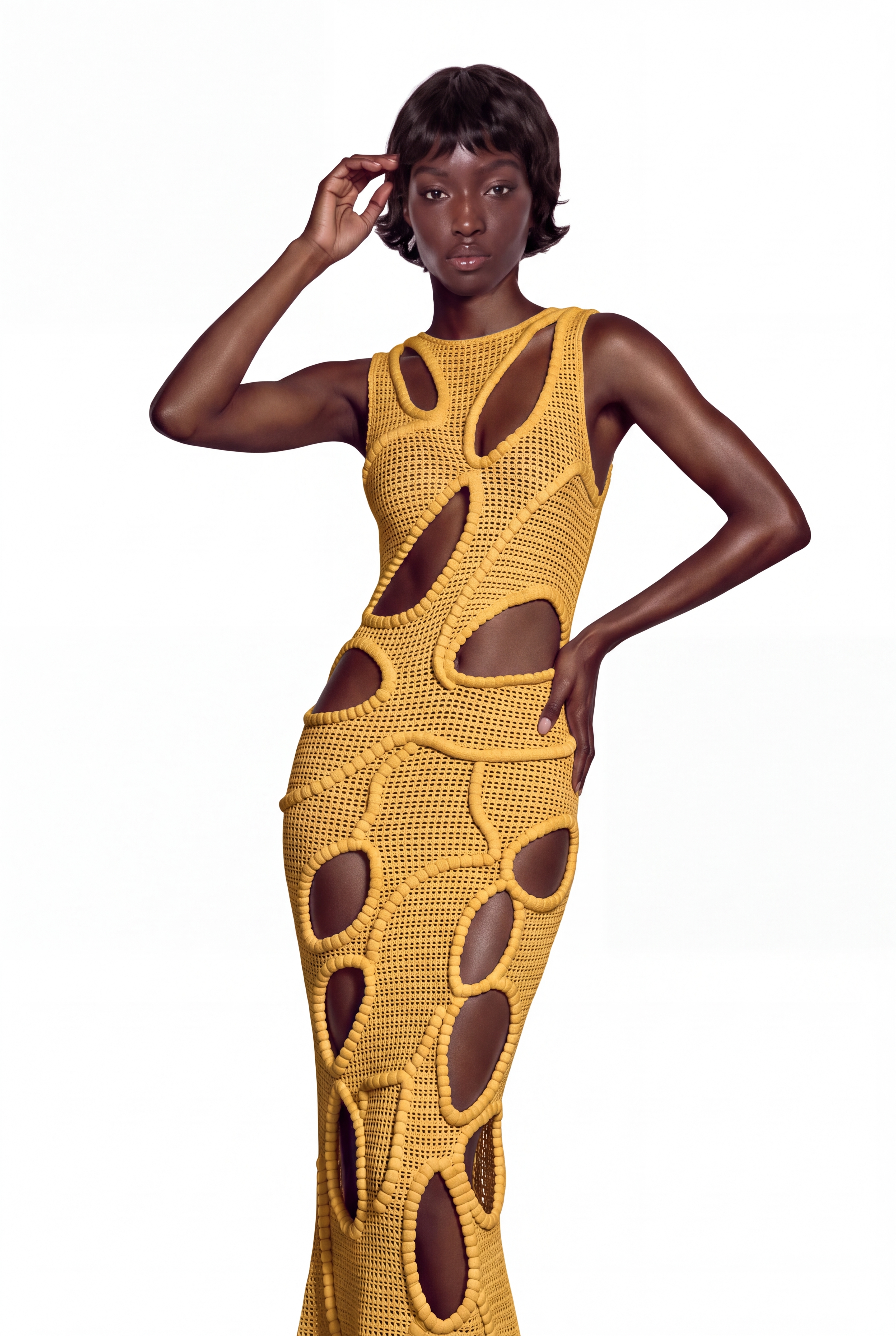 Davion Sleeveless Cutout Maxi Dress In Yellow