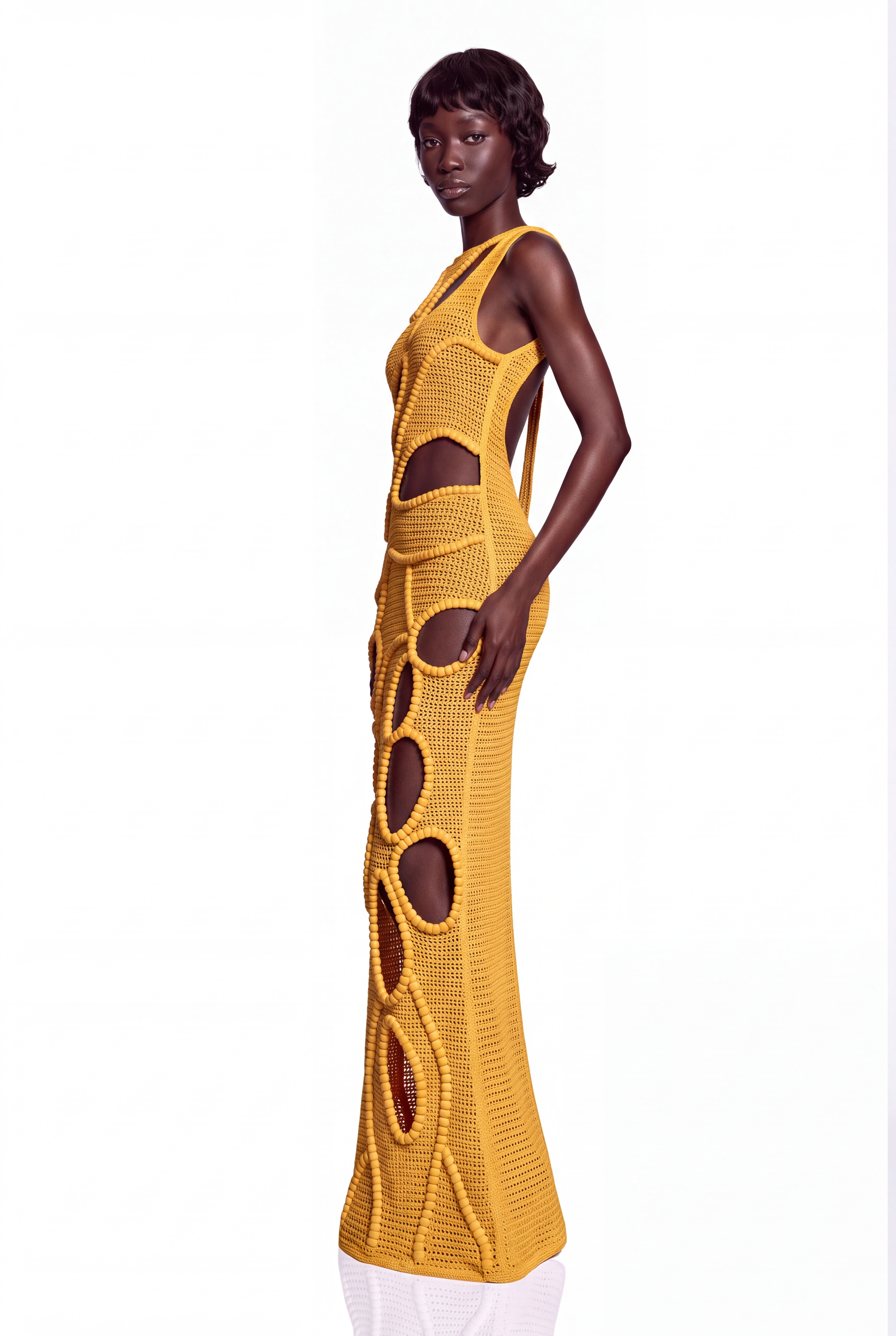 Davion Sleeveless Cutout Maxi Dress In Yellow