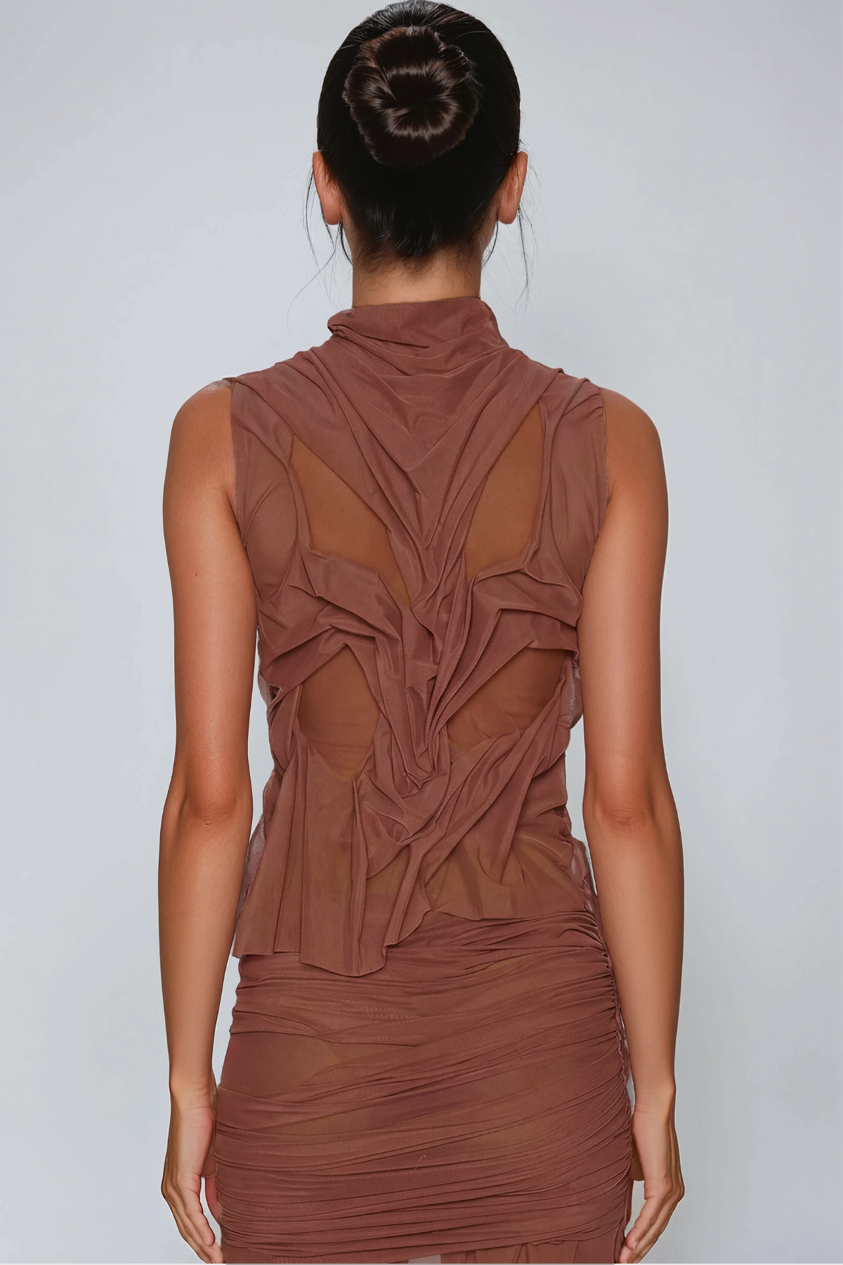 Davion Sleeveless Ruch Skirt Set