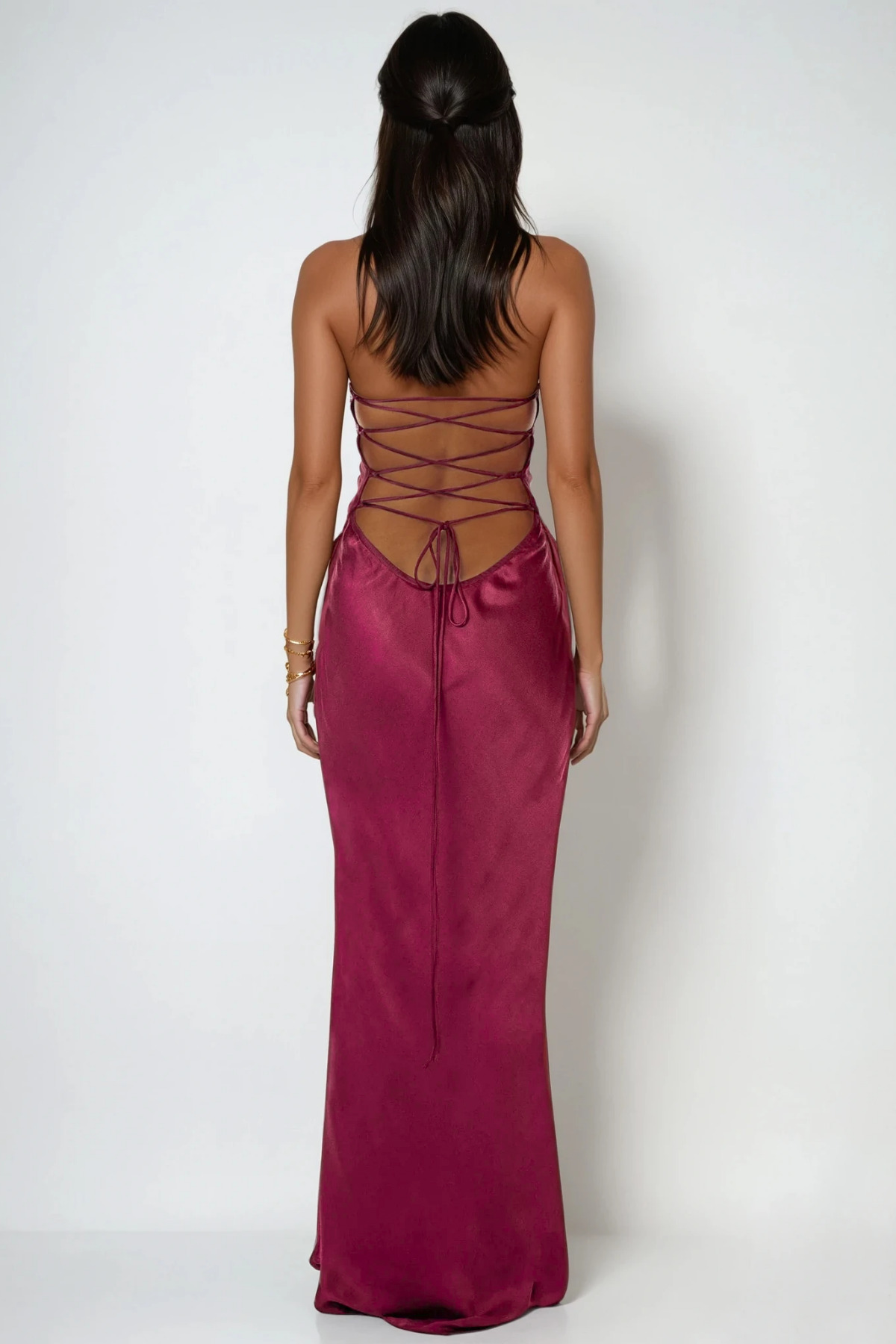 Davlat Halter Neck Sequin Satin Maxi Dress In Purple