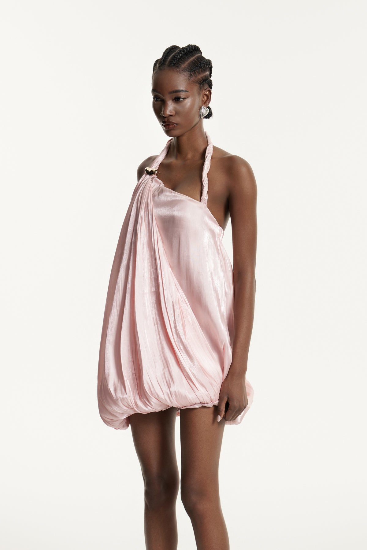 Davonte Halter Neck Ruch Mini Dress