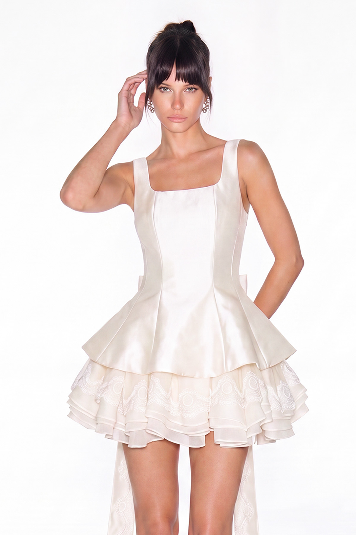Davorka Bow Ruffle Mini Dress