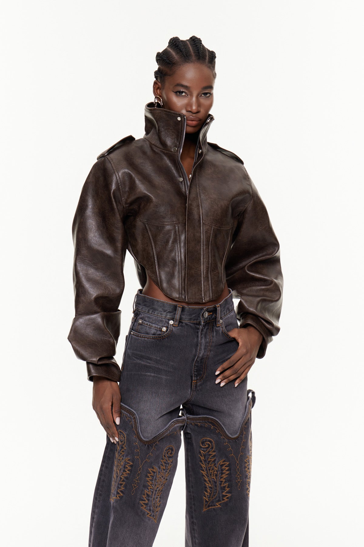 Elwin Leather Crop Jacket