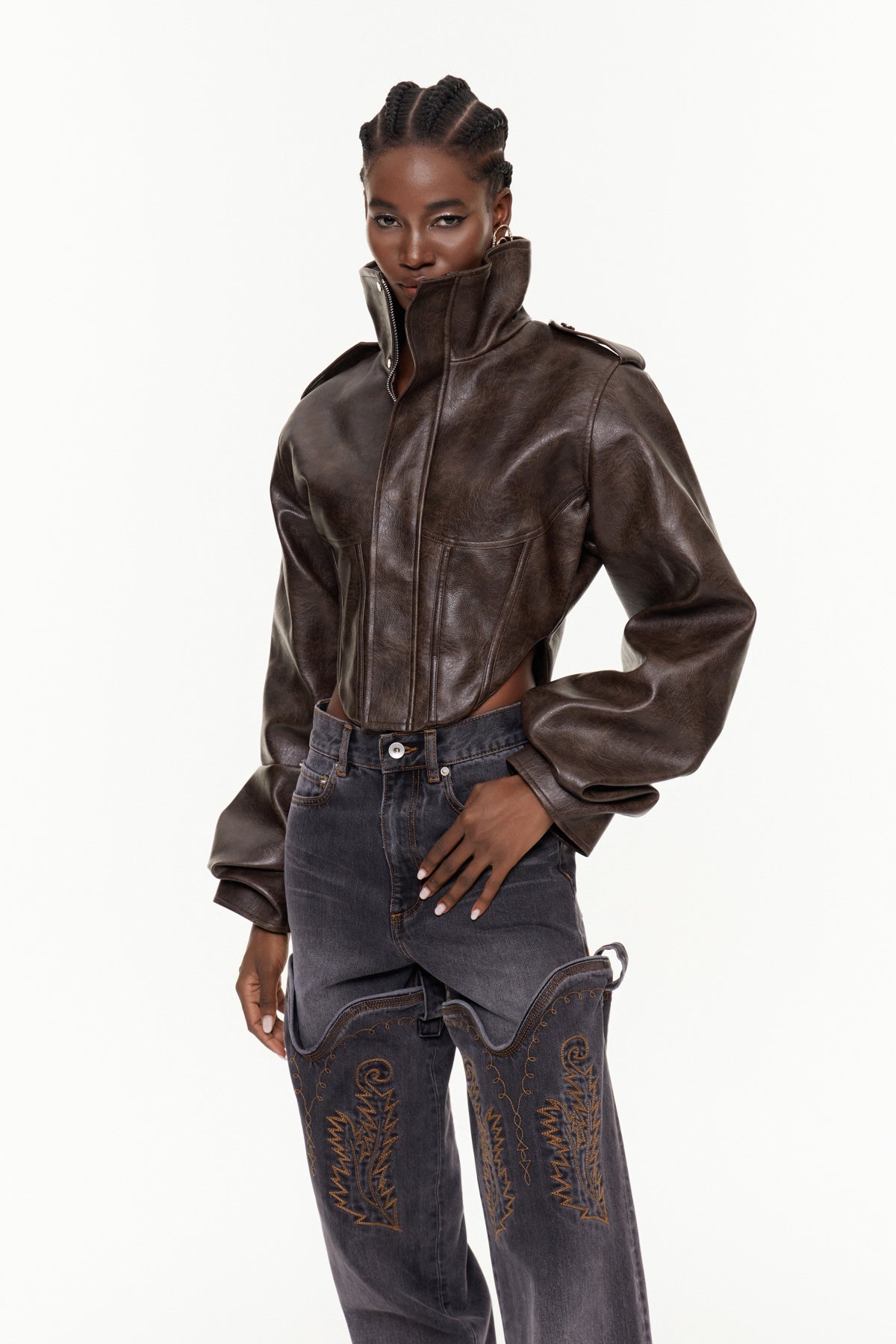 Elwin Leather Crop Jacket