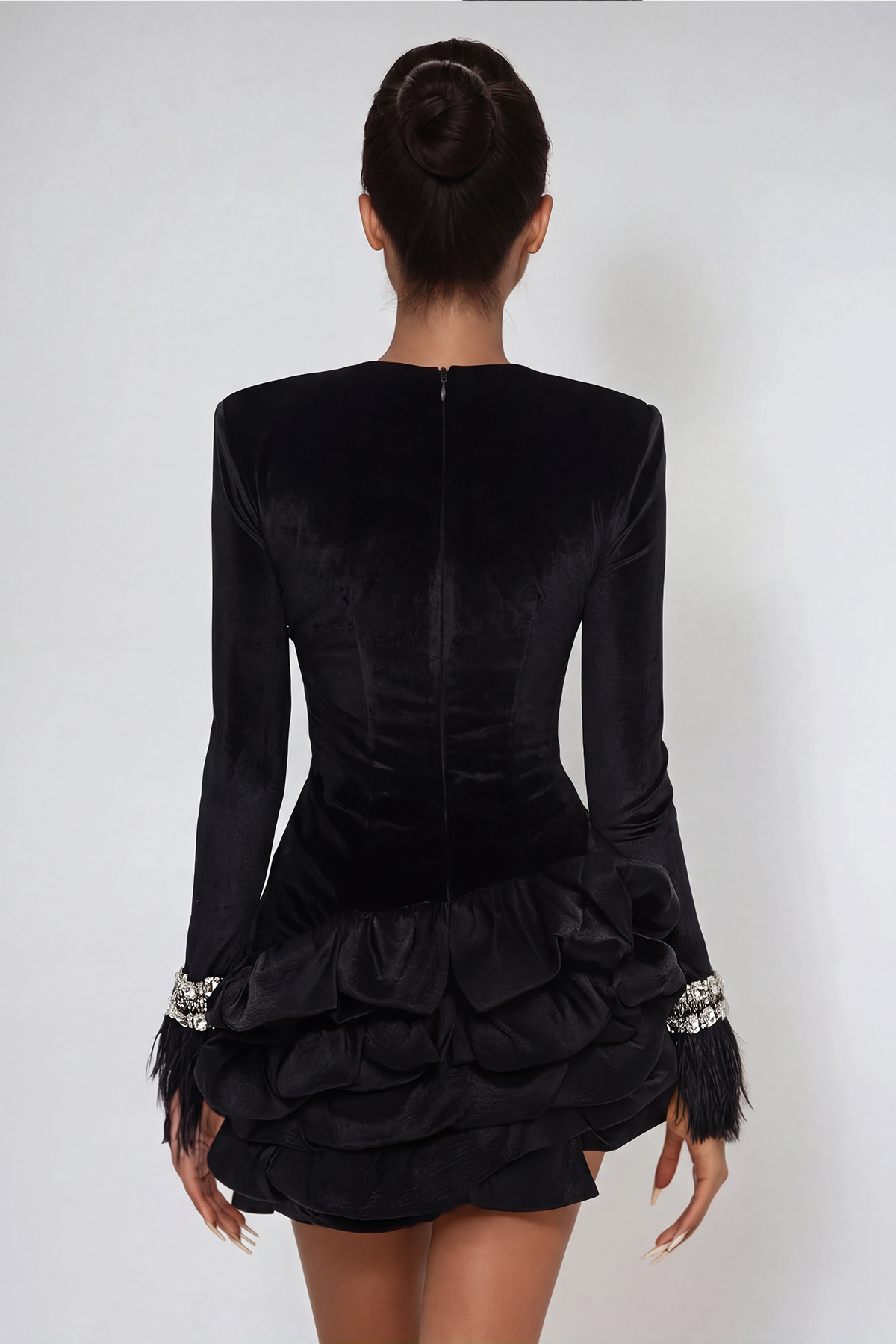 Dayo Fringe Crystal Mini Dress In Black