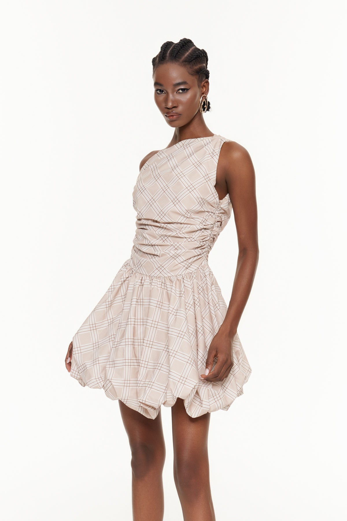 DeAndre One Shoulder Grid Mini Dress