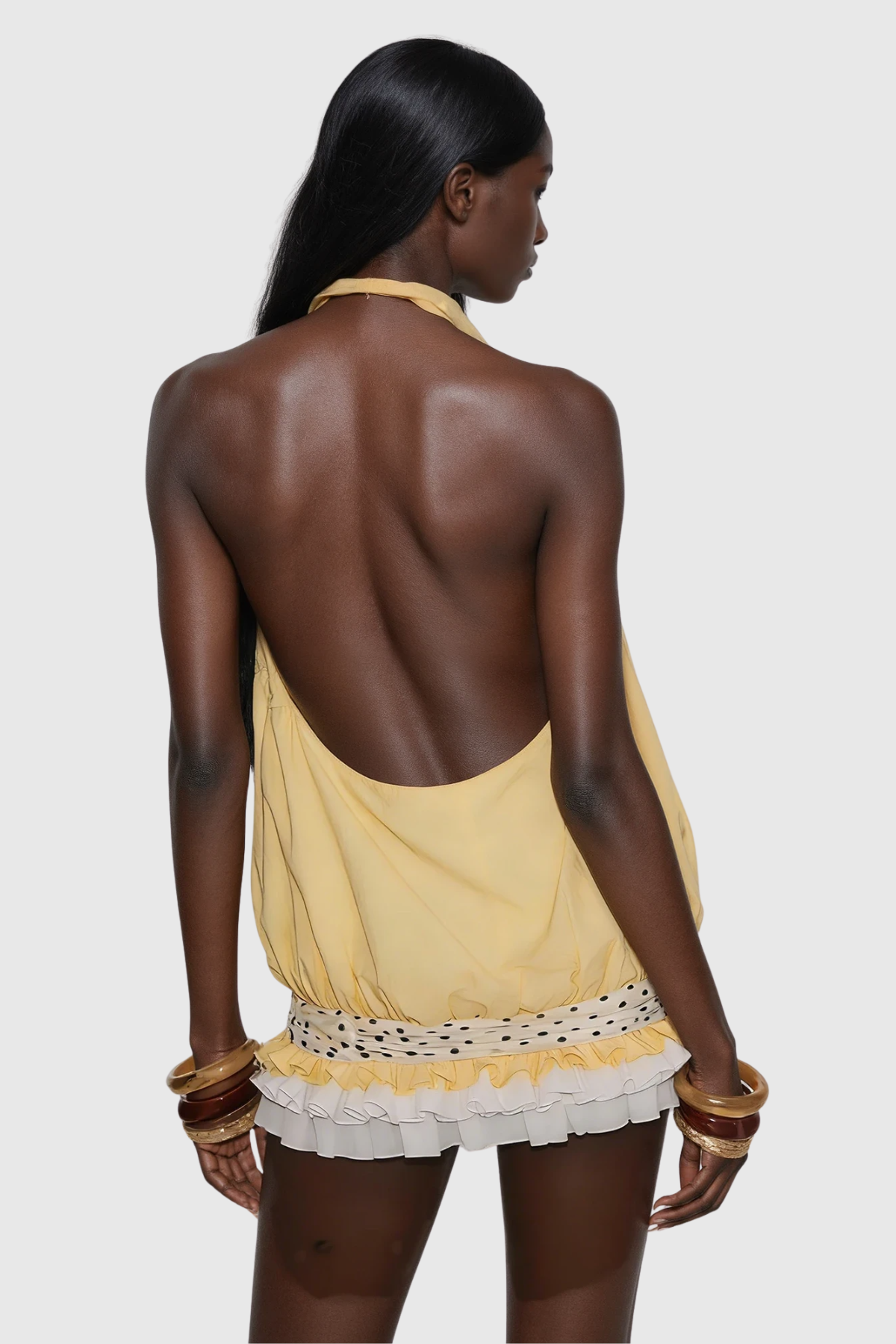 Deana Halter Neck Ruch Mini Dress