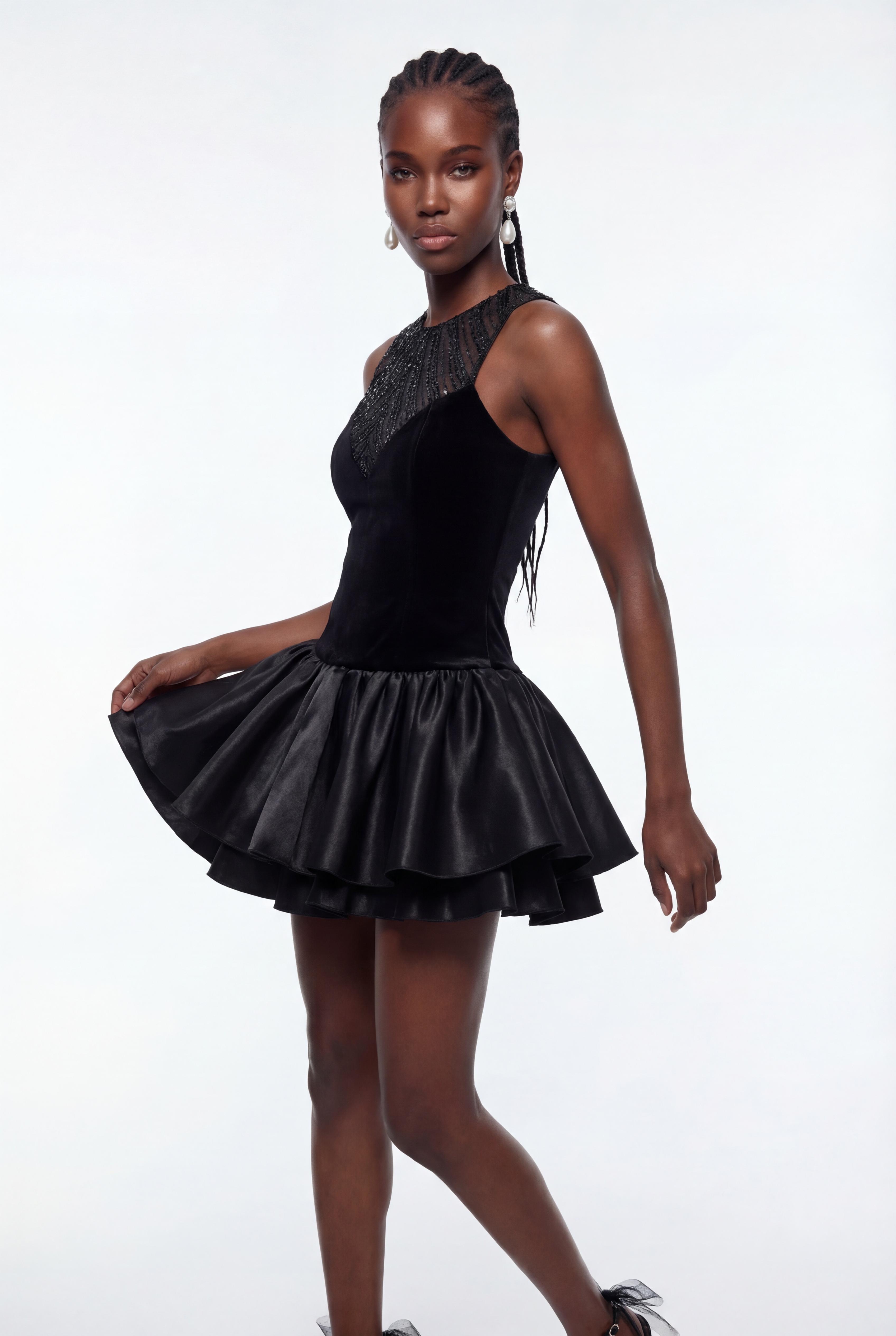 Decima Sequin Cutout Puffy Mini Dress