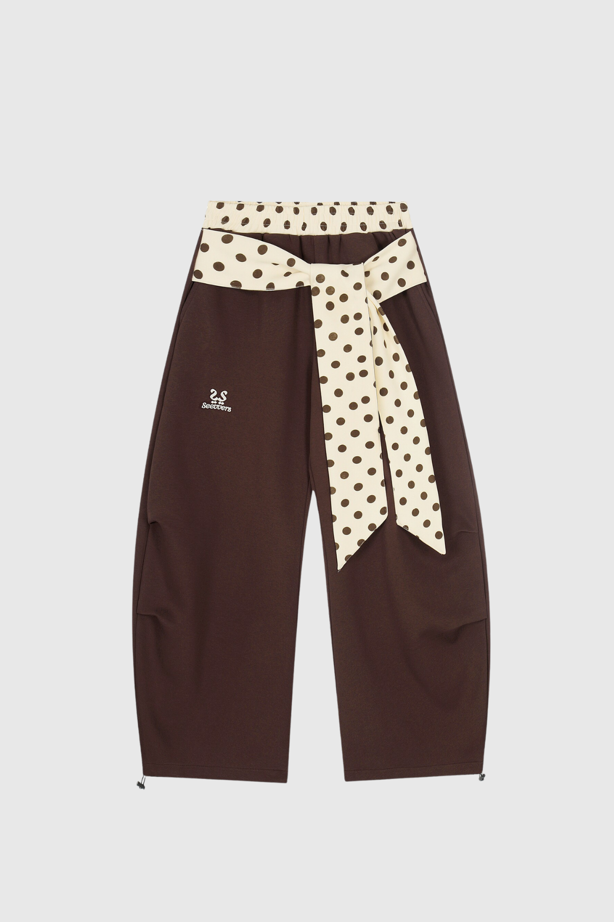 Deedee Tie Up Dot Baggy Pants In Brown