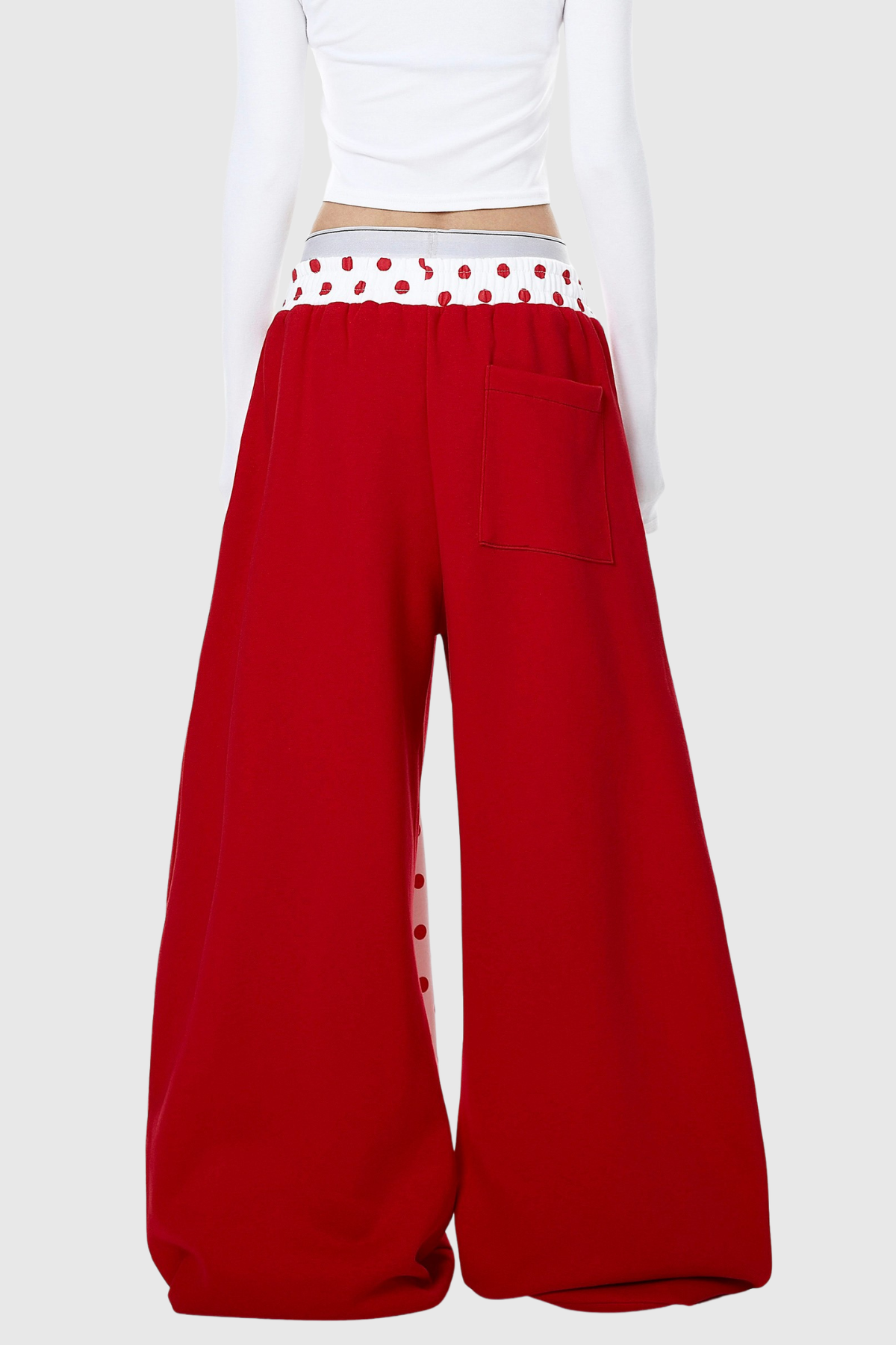 Deedee Tie Up Dot Baggy Pants In Red