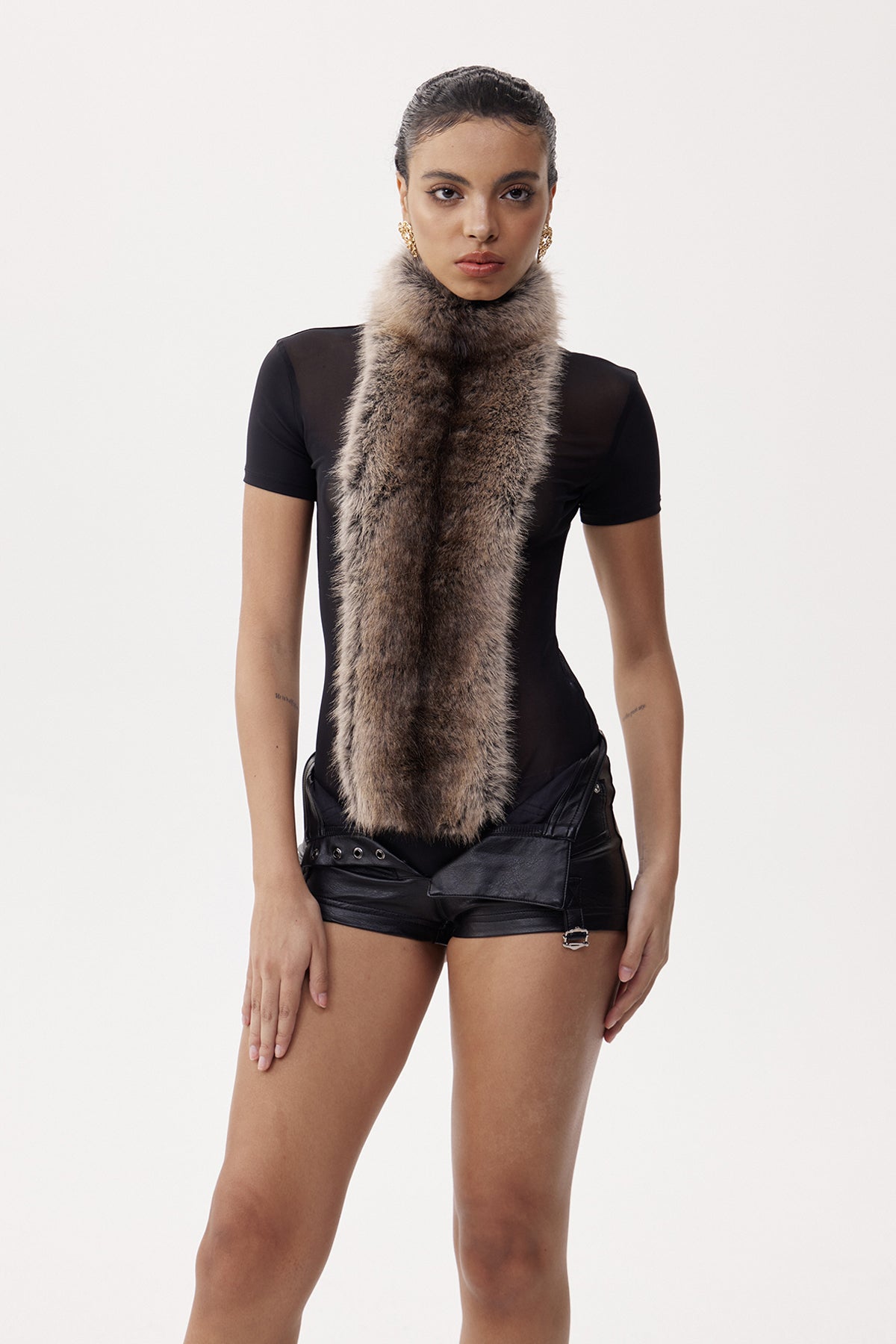Deina Faux Fur High Neck Top