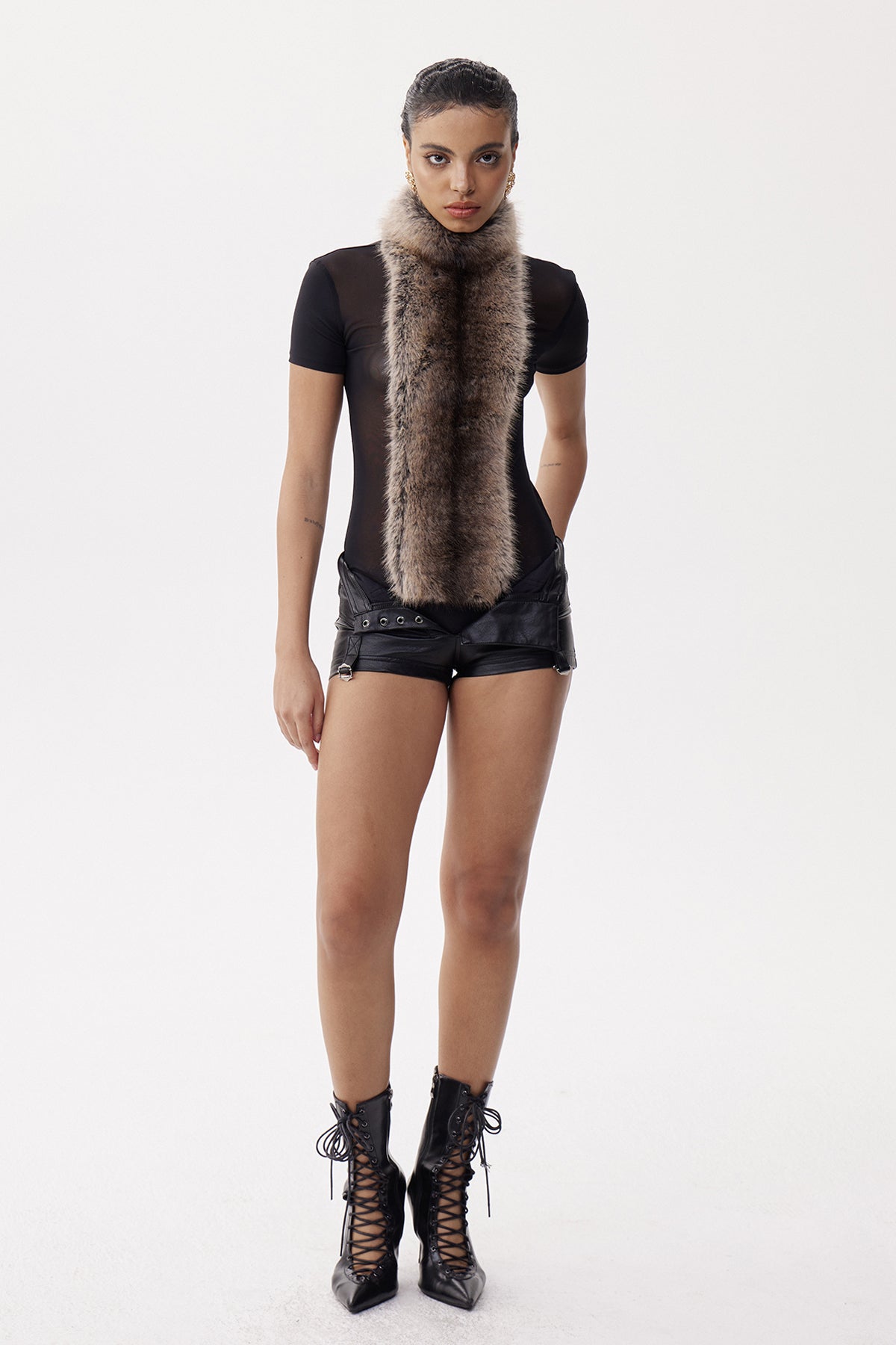 Deina Faux Fur High Neck Top