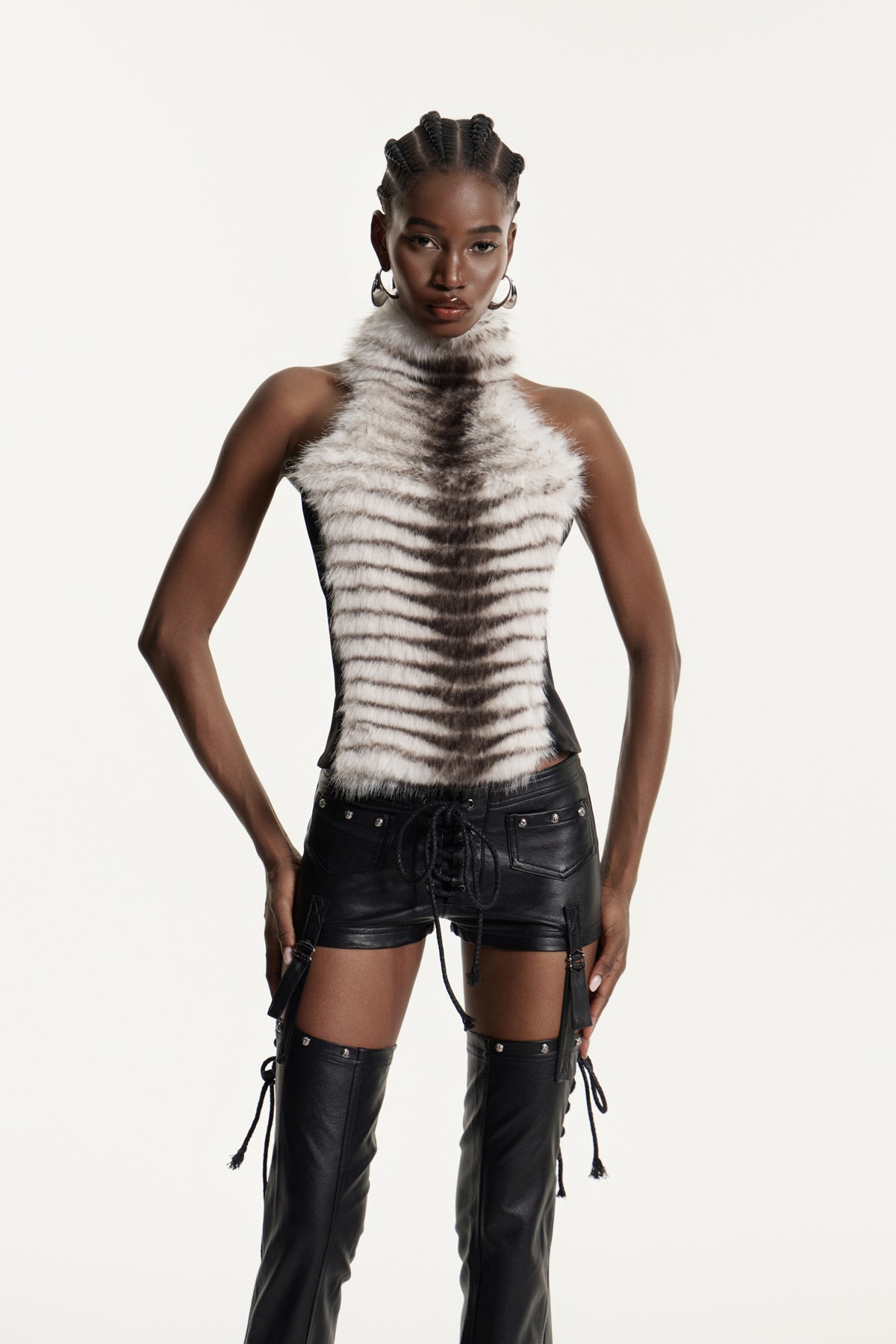 Deina Faux Fur Sleeveless Top