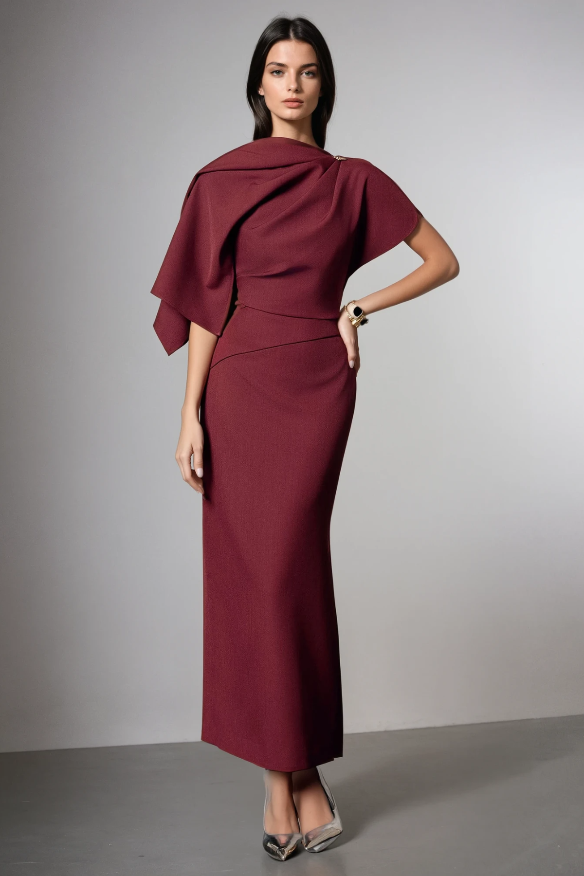 Deirdre Ruch Shawl Maxi Dress