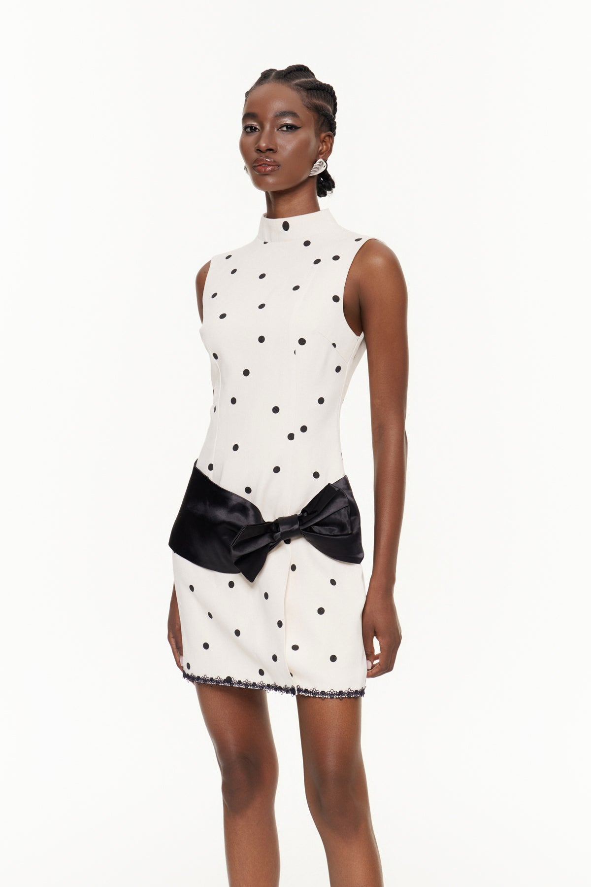 Deja Sleeveless Dot Bow Mini Dress