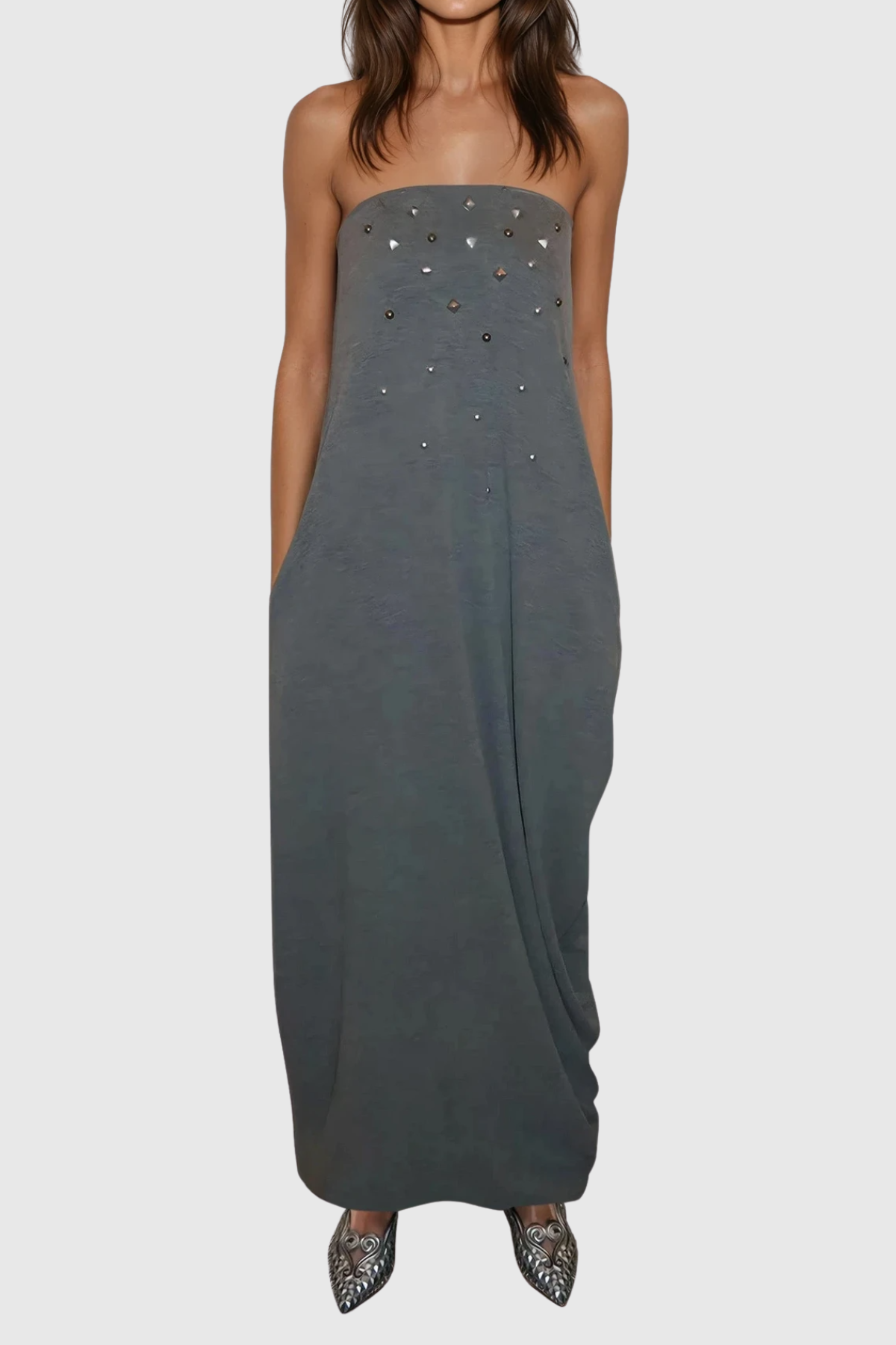 Delaiah Strapless Draped Maxi Dress