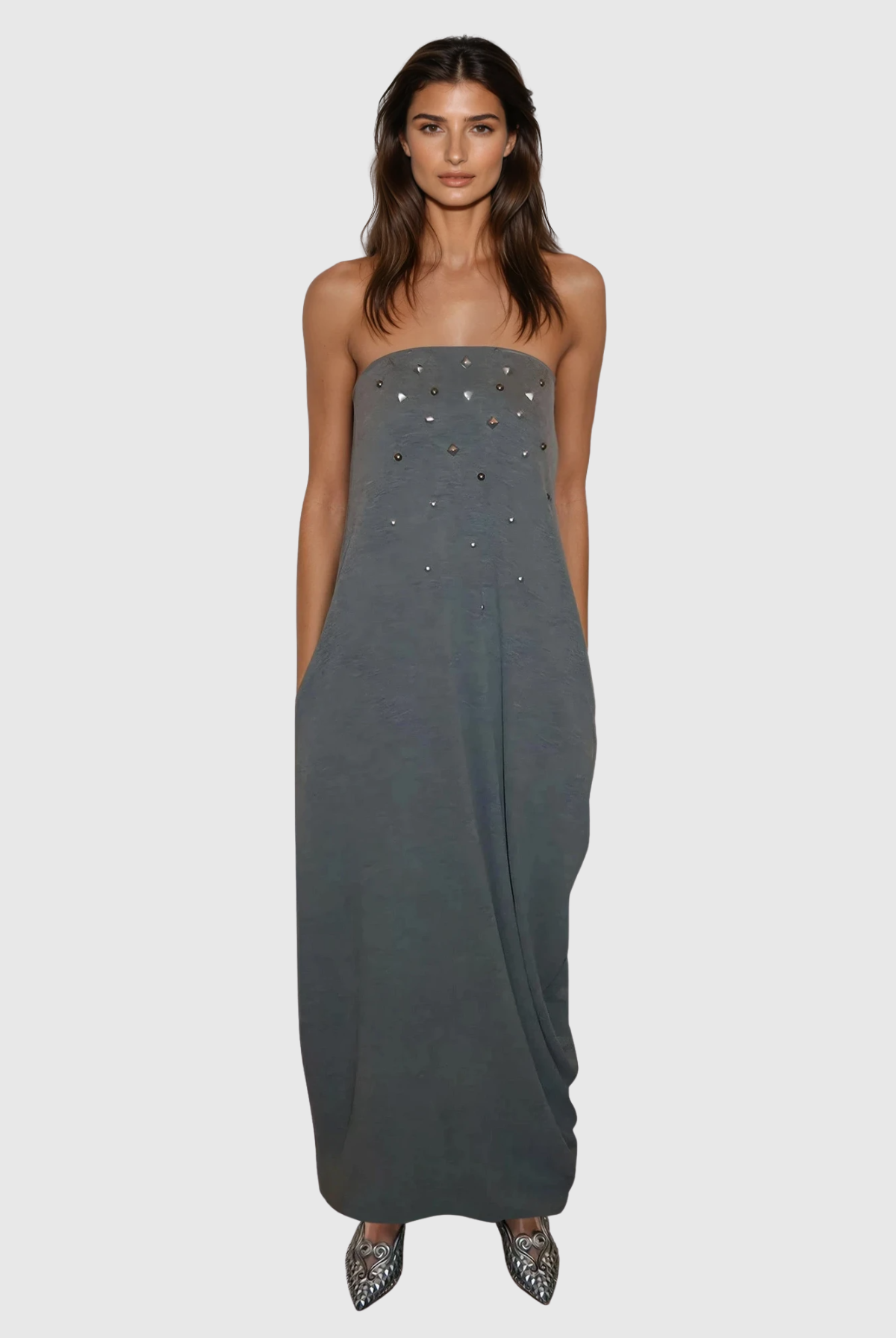 Delaiah Strapless Draped Maxi Dress