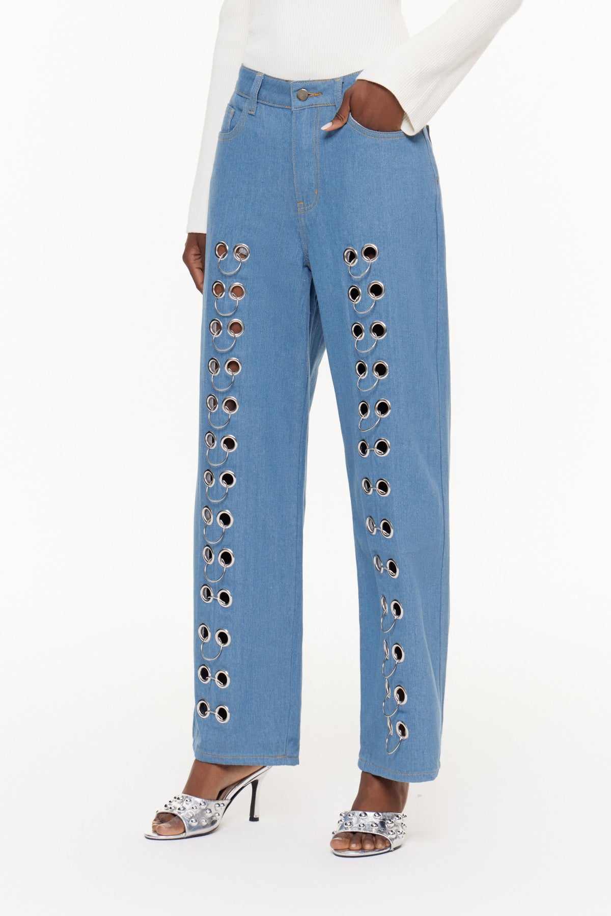 Demi Eyelet Straight Jeans
