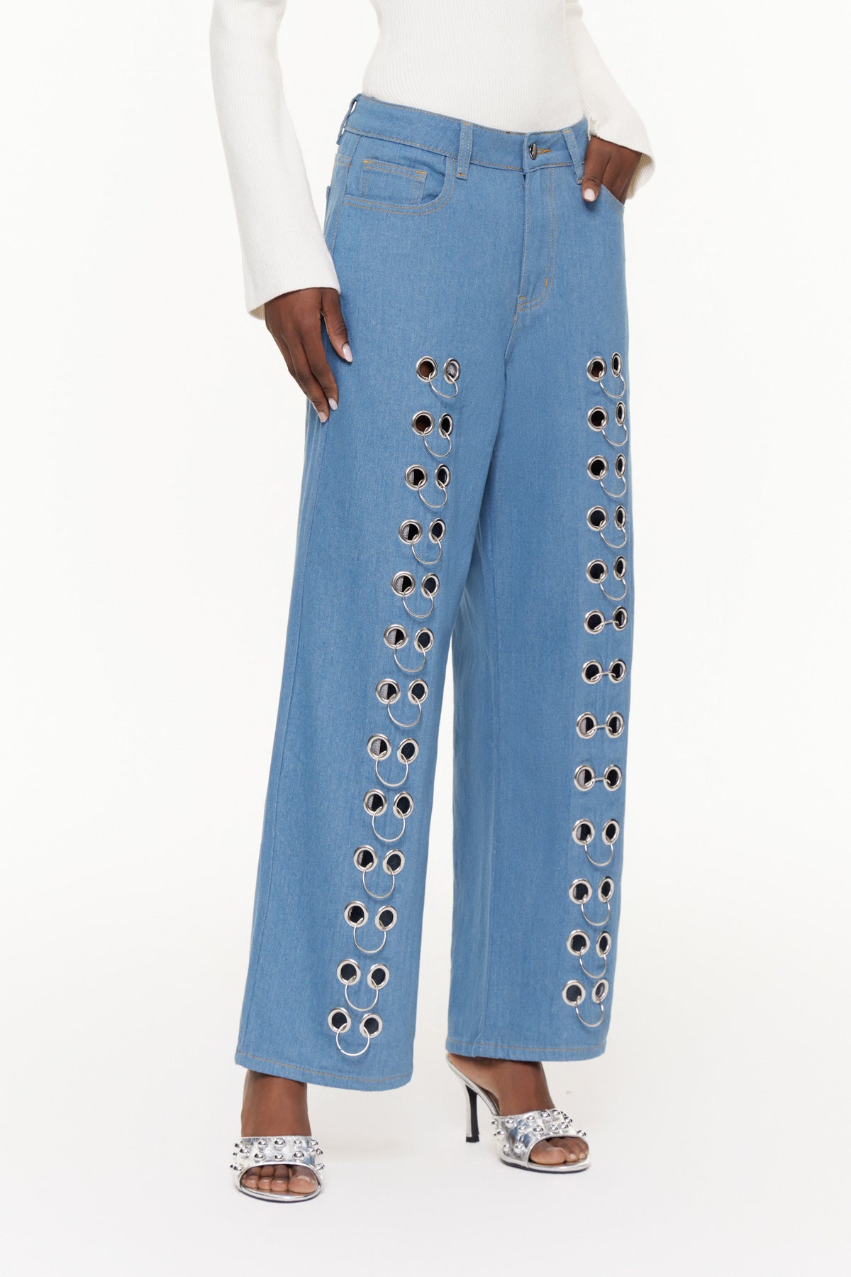 Demi Eyelet Straight Jeans
