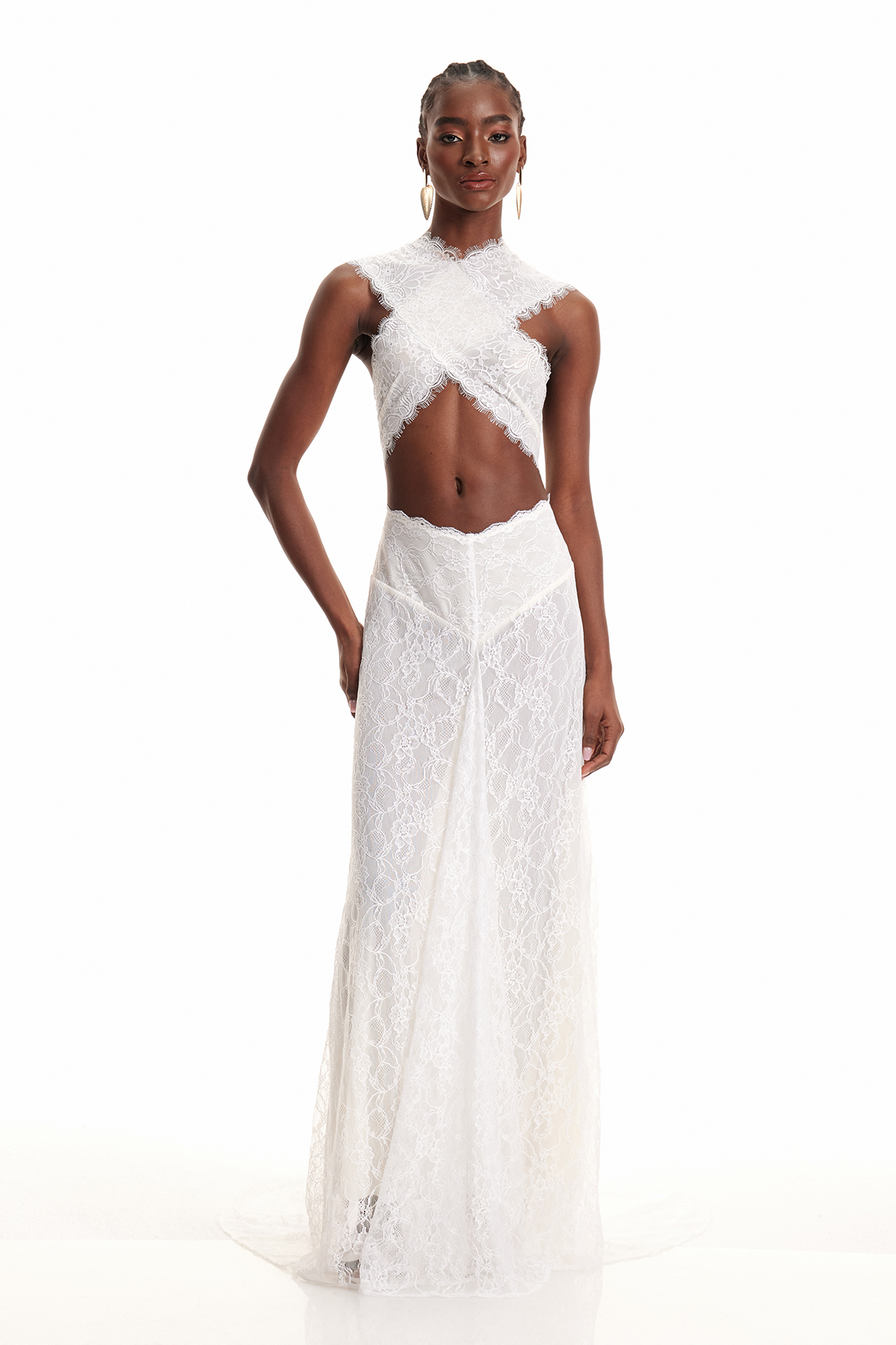 Demid Sleeveless Cutout Lace Maxi Dress